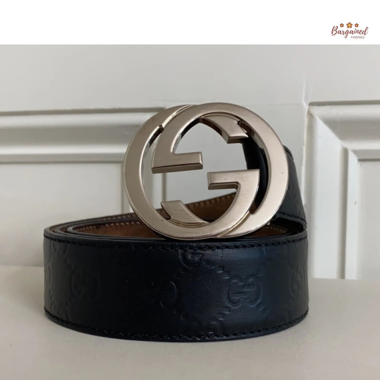 Gucci Gucci Guccissima Leather Silver Interlocking G Buckle Belt Size 34 - 1 Thumbnail