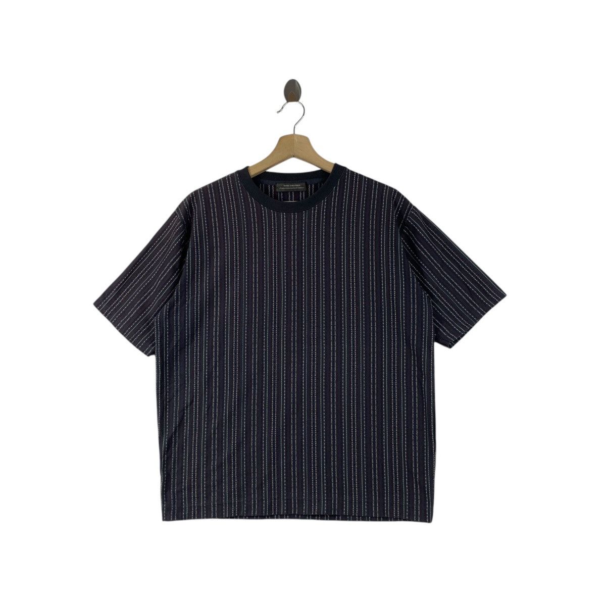 NANO universe NANO UNIVERSE JAPAN Striped Herringbone Baggy Tee Shirt Top Size M / US 6-8 / IT 42-44 - 1 Thumbnail