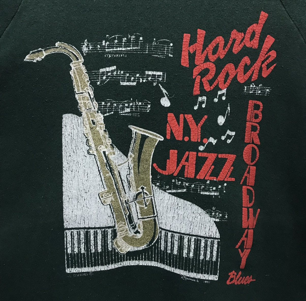 Fruit Of The Loom × Vintage Vintage Fruit Of The Loom Hard Rock Broadway Blues Sweatshir Size US L / EU 52-54 / 3 - 3 Thumbnail