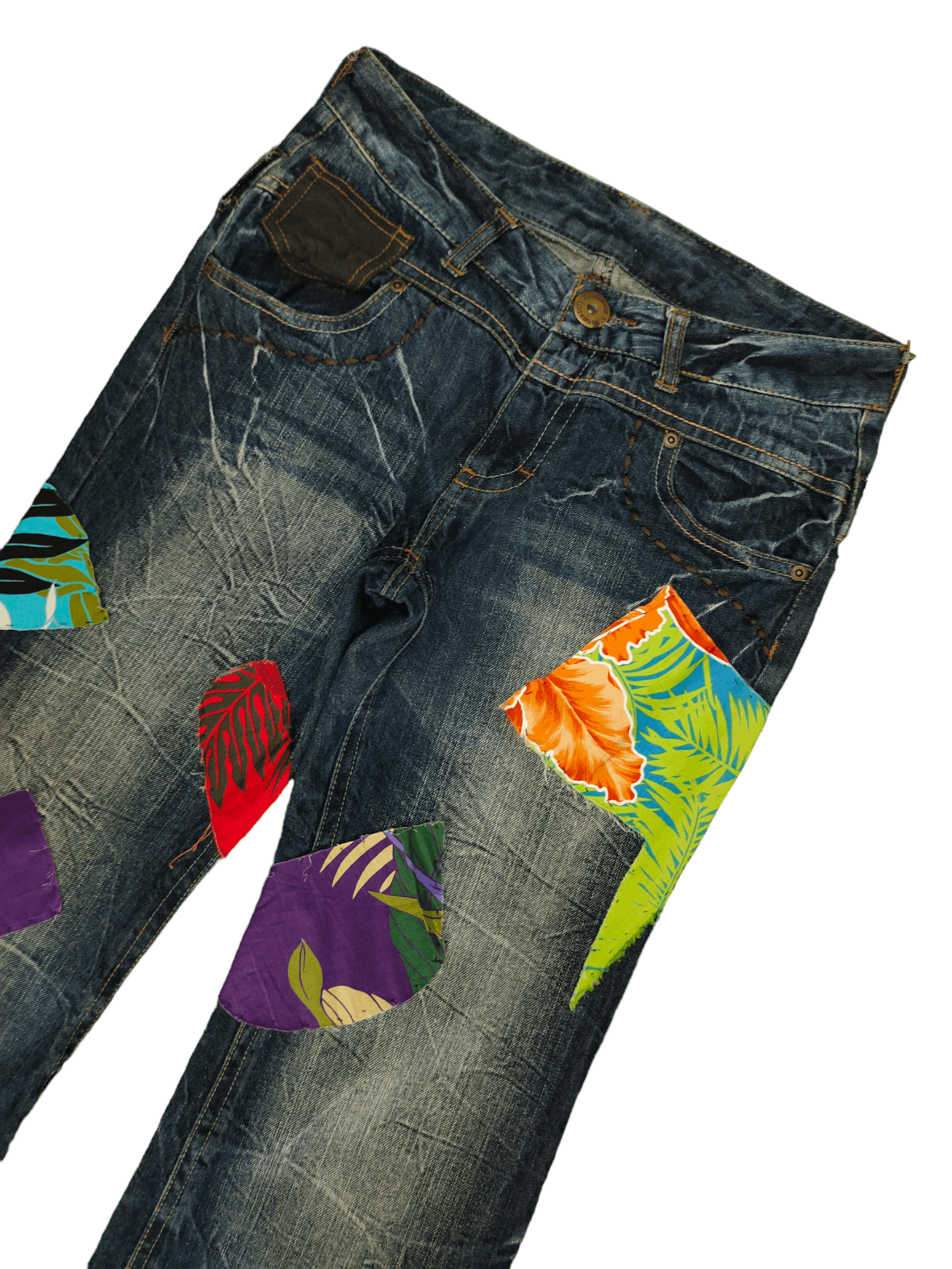 If Six Was Nine Flare Jeans Japan Patchwork Faded Boot Cut Y2k Lgb Size US 29 - 4 Thumbnail