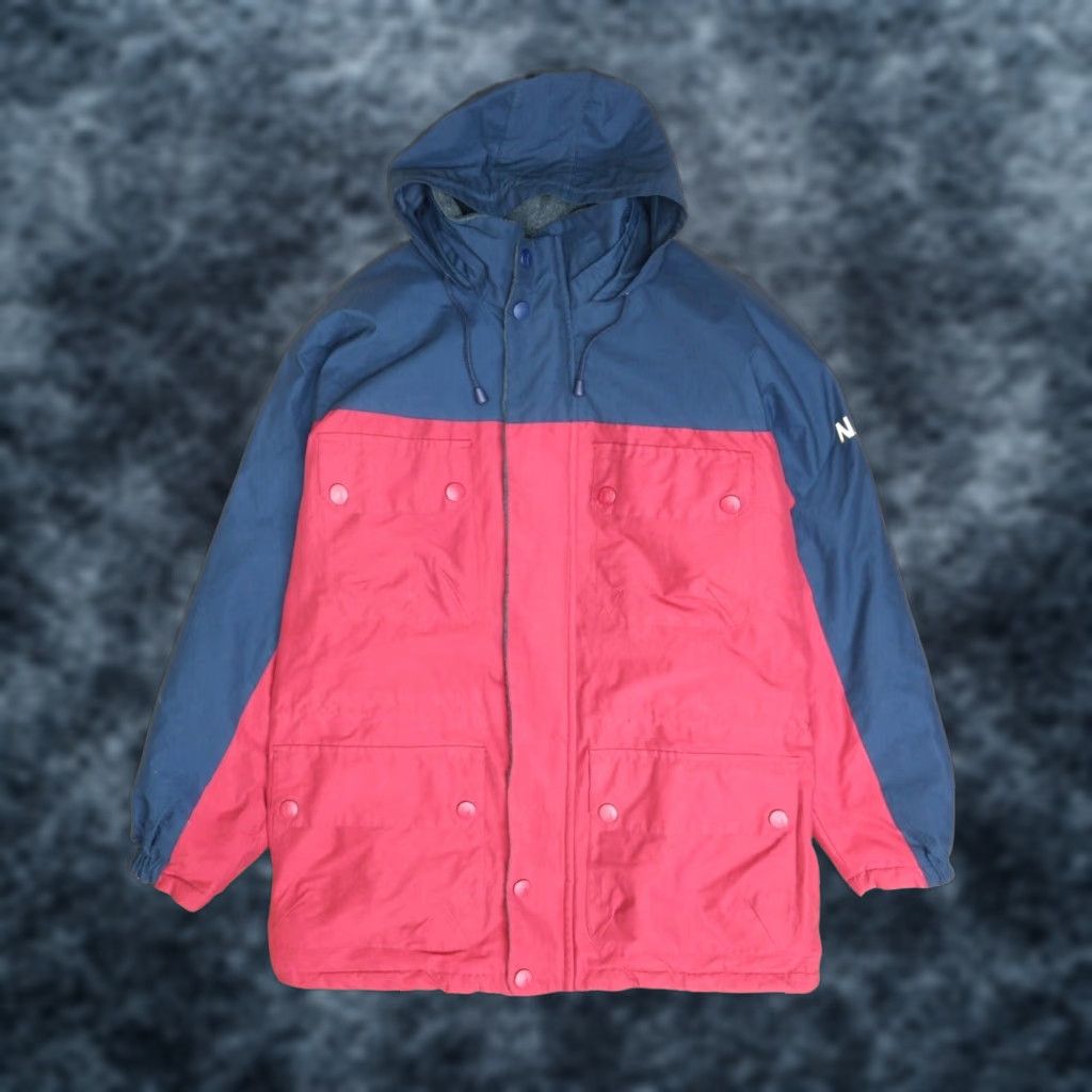 Vintage Nautica Reversible Coat Jacket Men Medium Red Fleece Lined
