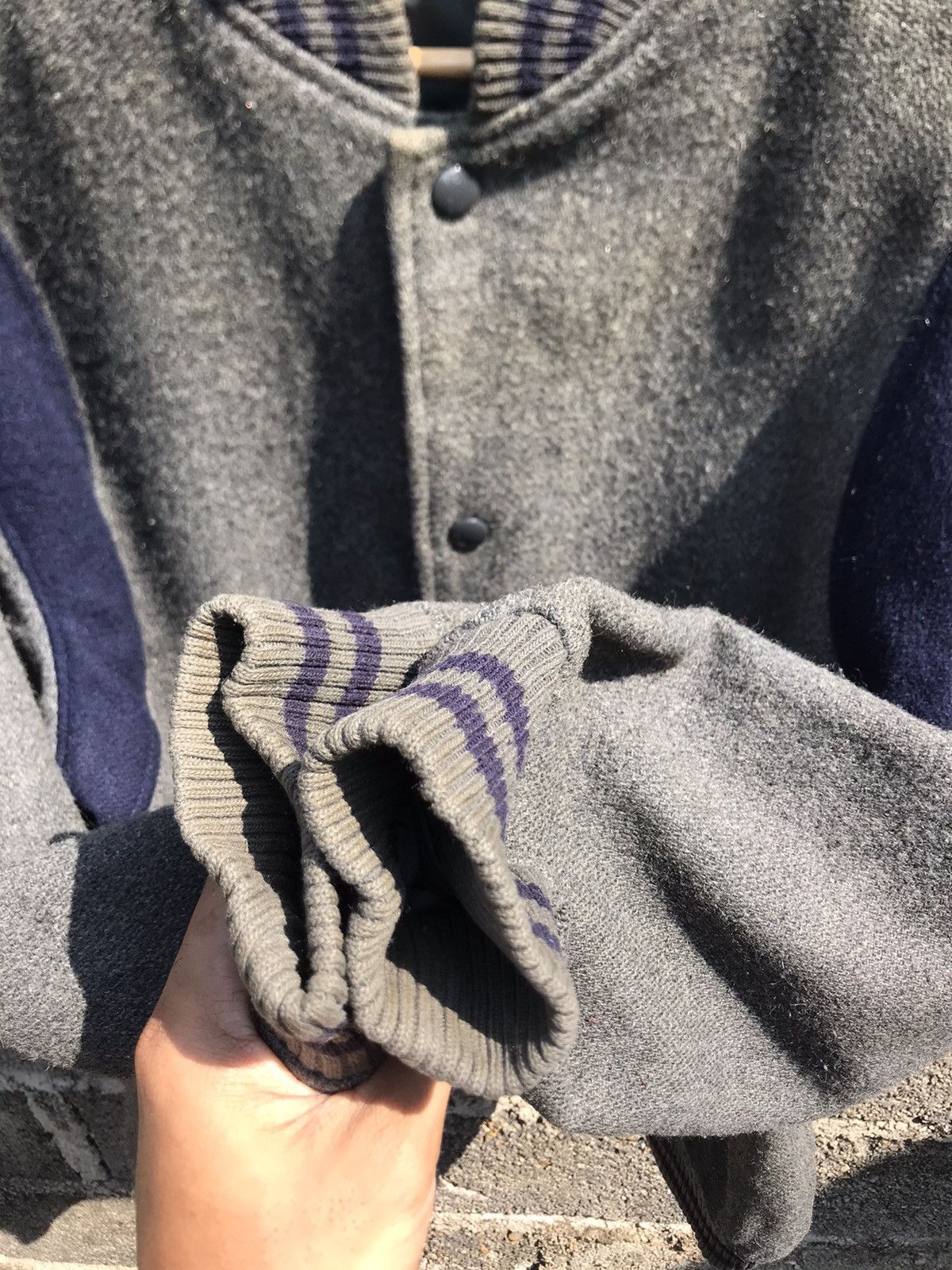 Japanese Brand × Vintage 🔥Vintage Debordal Grey Wool Varsity Jacket Size US L / EU 52-54 / 3 - 4 Thumbnail