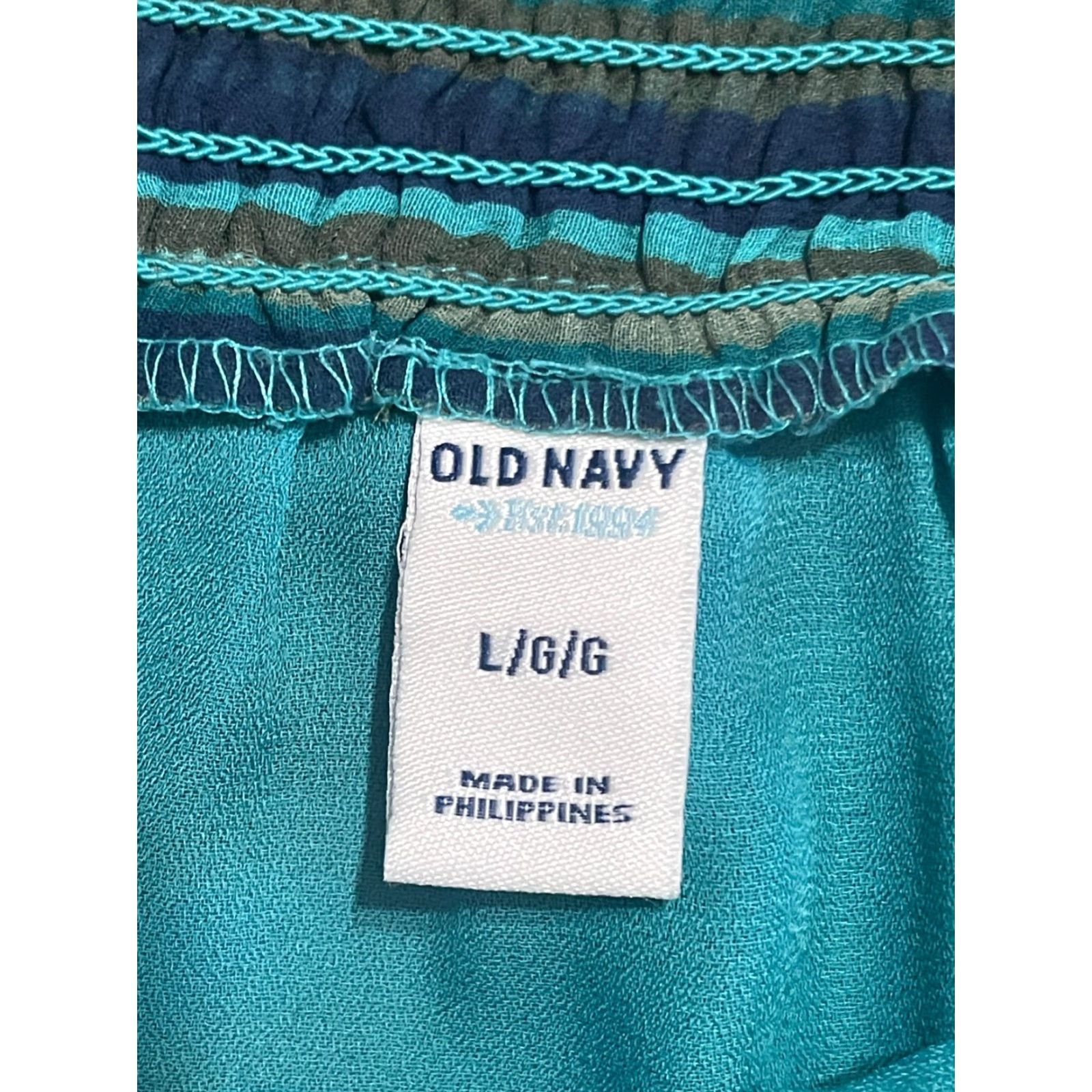 Old Navy Old Navy Skirt Women's Large Blue Green Striped Pull On Mini Skirt Casual Size 36" / US 14 / IT 50 - 5 Thumbnail