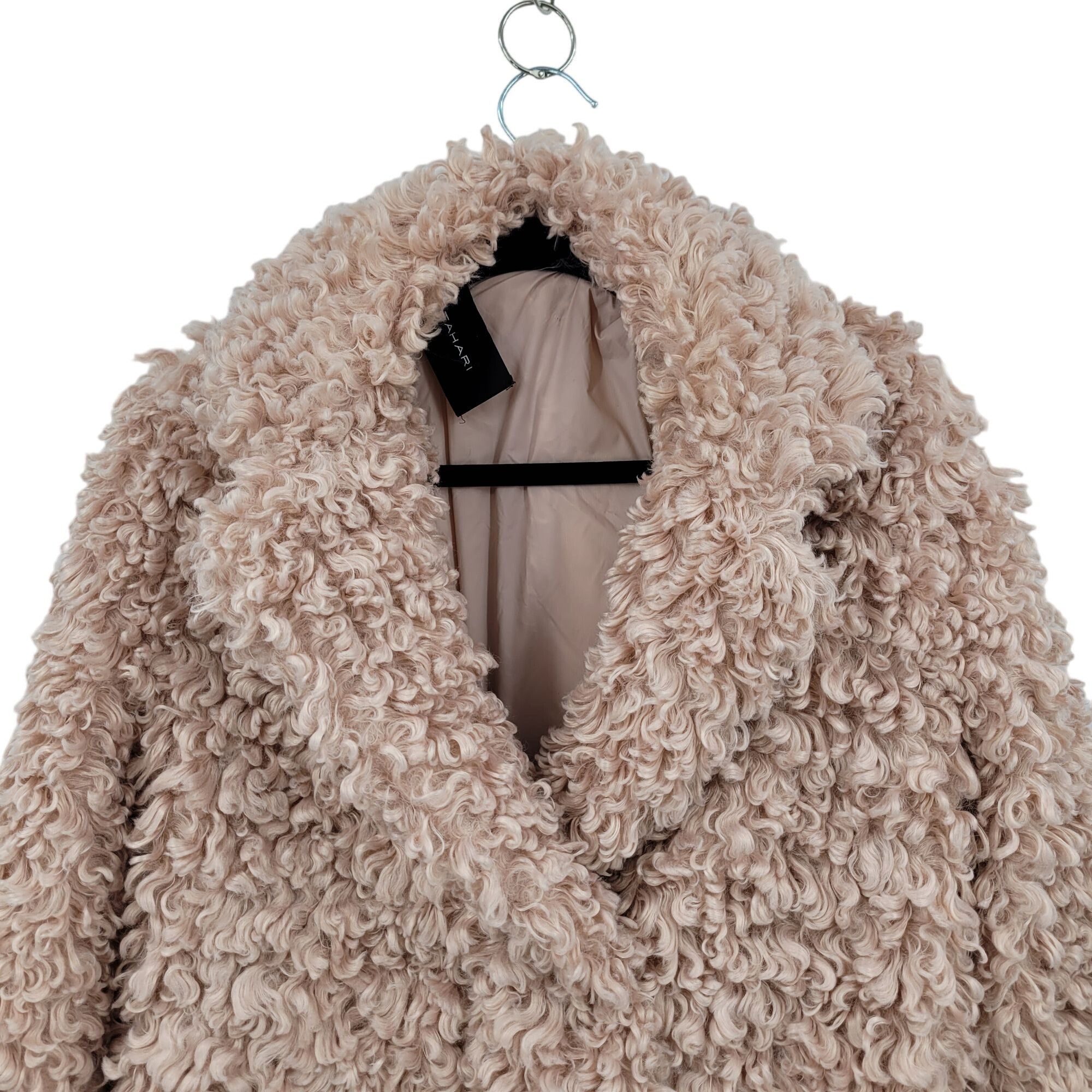 Designer Tahari Teddy Coat M Pink Vegan Faux Fur Curly Textured Jacke Size M / US 6-8 / IT 42-44 - 4 Thumbnail