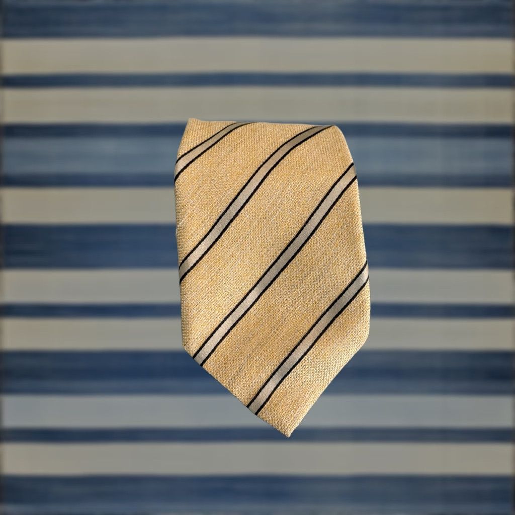 Ermenegildo Zegna Ermenegildo Zegna Tie Striped Silk Gold 100% Silk Men Classic 57"-60" Italy Size ONE SIZE - 1 Thumbnail