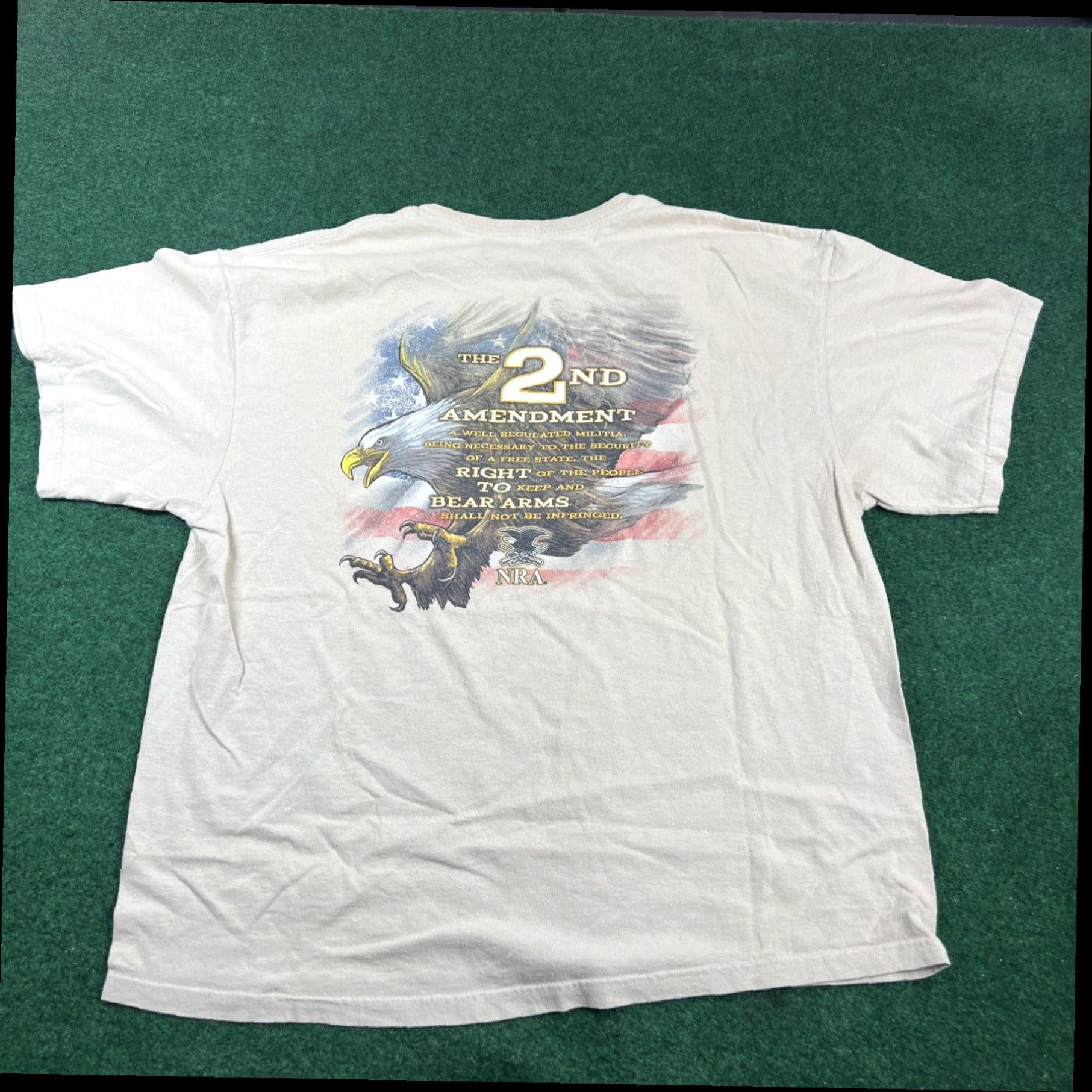 Vintage NRA Shirt Mens 2XL Beige Flag Eagle Gun 2nd Amendment Size US XXL / EU 58 / 5 - 1 Thumbnail