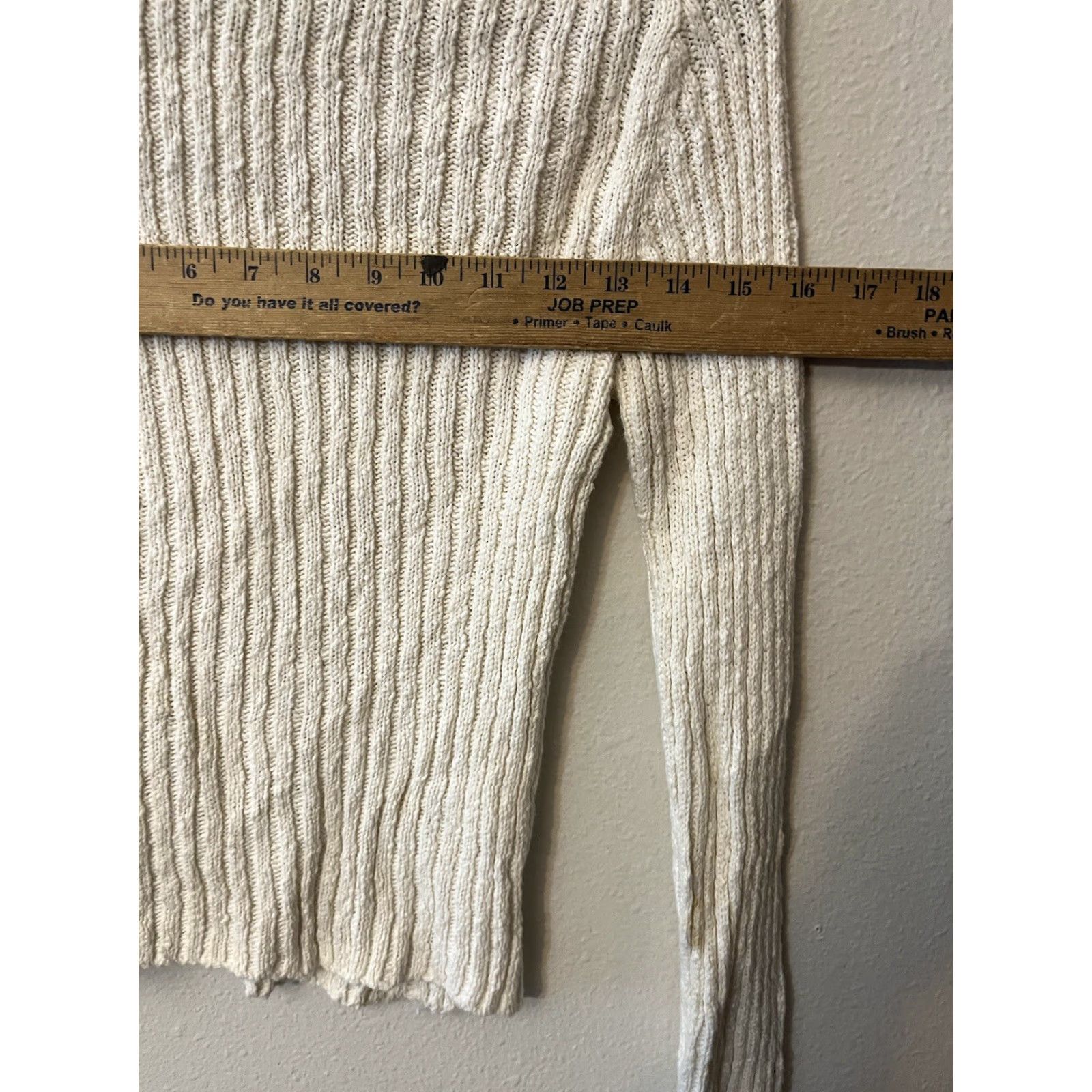 Vince Vince Womens Small White Ribbed Raglan Mock Neck Cable Knit Cotton Blend Sweater Size XS / US 0-2 / IT 36-38 - 5 Thumbnail