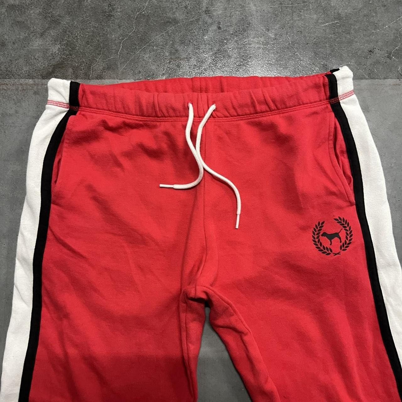Pink Crazy Vintage Y2K/2000s Baggy Striped Red Pink Victorias Secret Essential Sweatpants with Pockets! Size US 36 / EU 52 - 3 Thumbnail