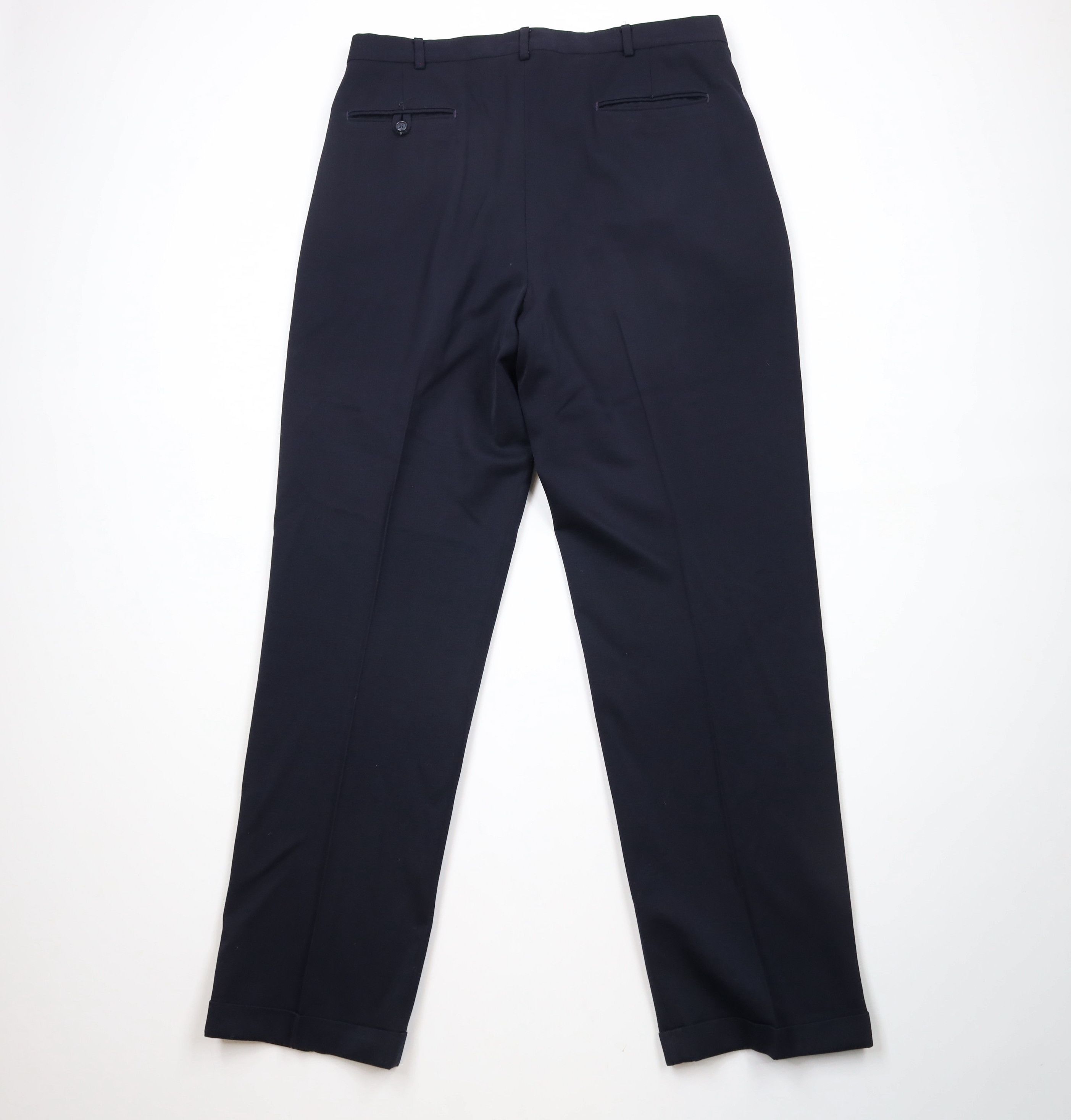 Lands' End × Vintage Vintage 90s Lands End Cuffed Wool Chino Pants Navy Blue USA Size US 36 / EU 52 - 10 Thumbnail