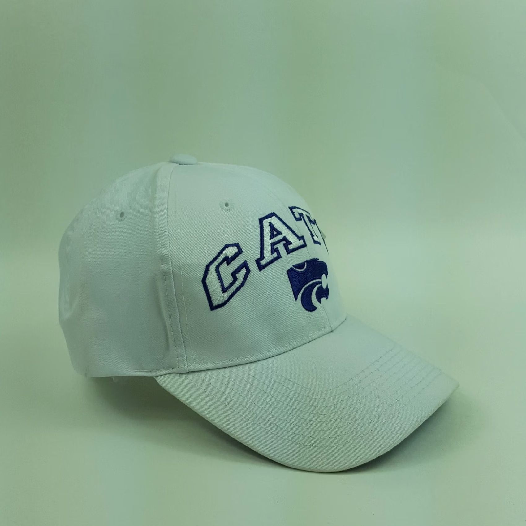 Vintage VTG Kansas State Wildcats Hat NCAA Twill 90s College Baseball Cap Snapback Adjustable Mens White KD State University Logo Headmaster Size ONE SIZE - 2 Thumbnail