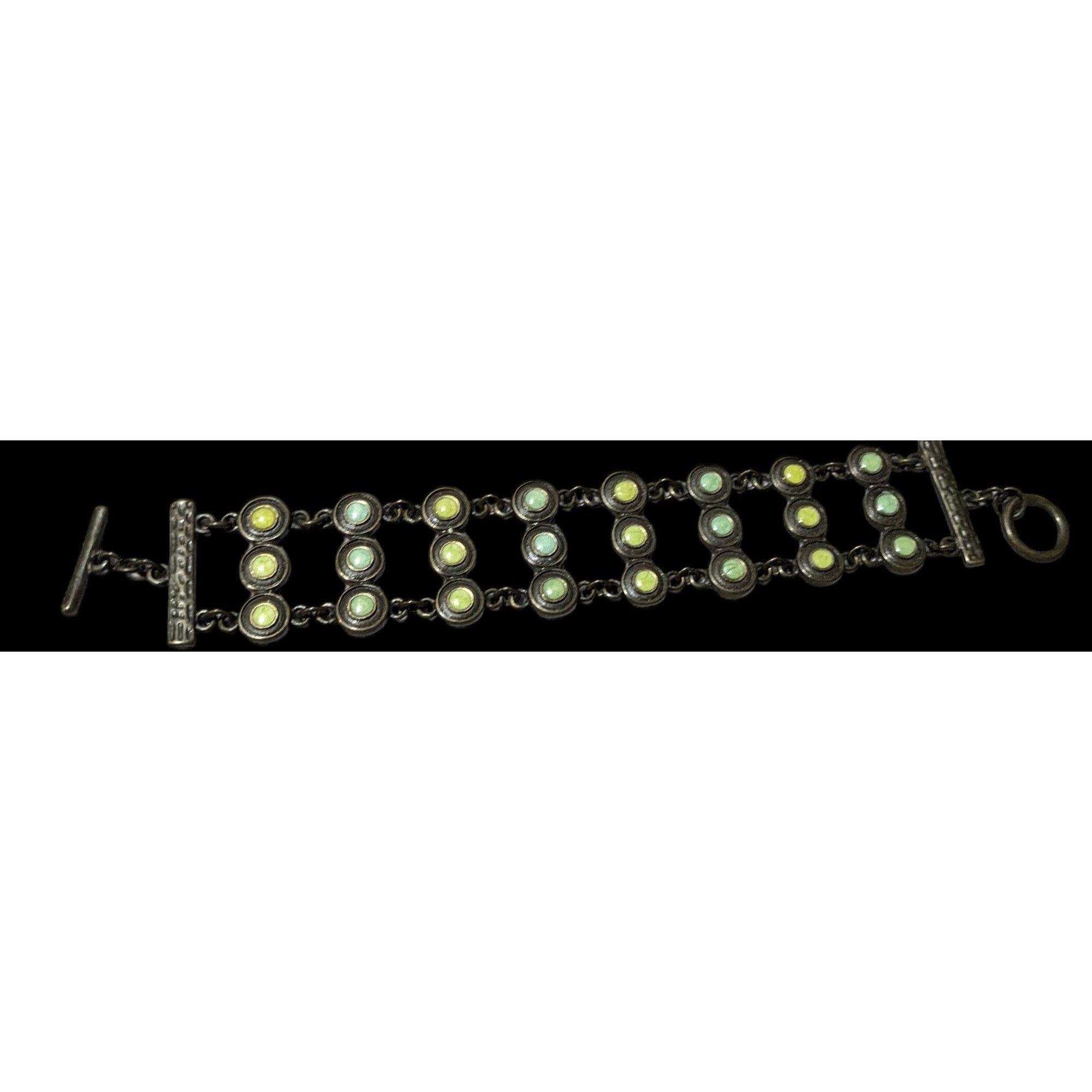 Other Antiqued Gold Tone Green And Blue Enamel Vintage Style Brace Size ONE SIZE - 3 Thumbnail