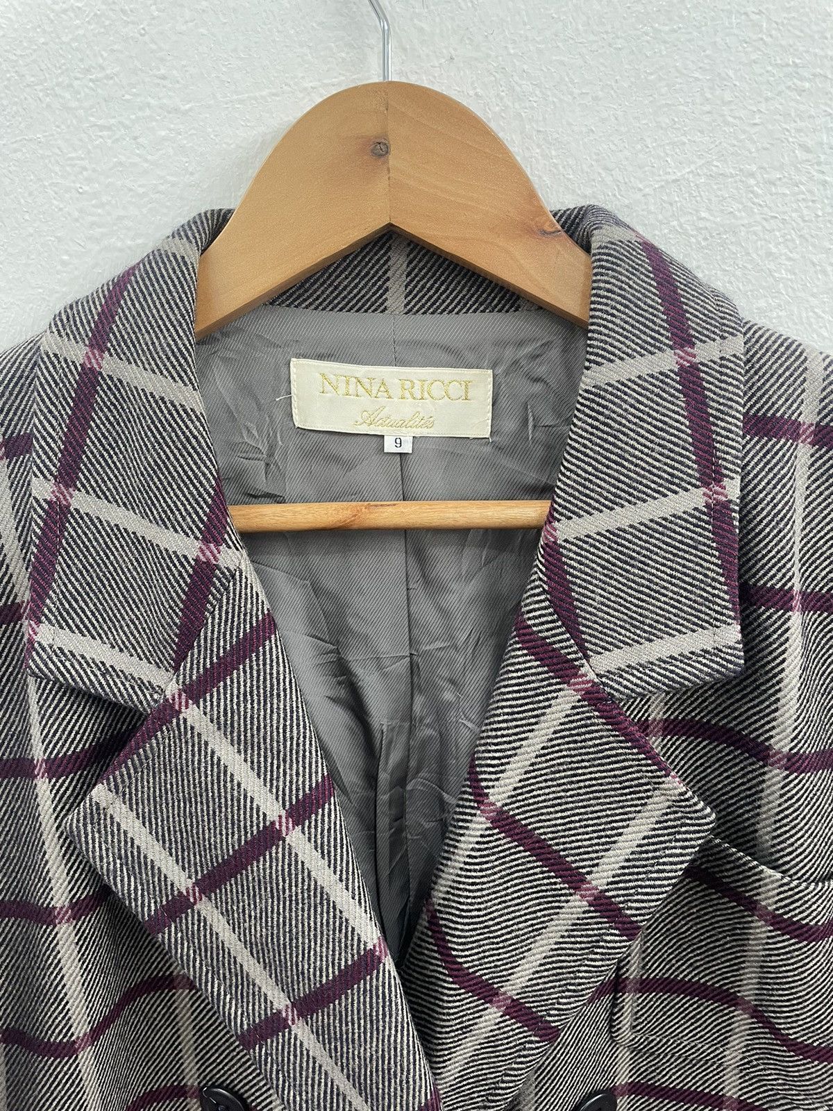 Nina Ricci VINTAGE NINA RICCI DOUBLE COLLAR CHECKERED JACKET COAT Size M / US 6-8 / IT 42-44 - 3 Thumbnail