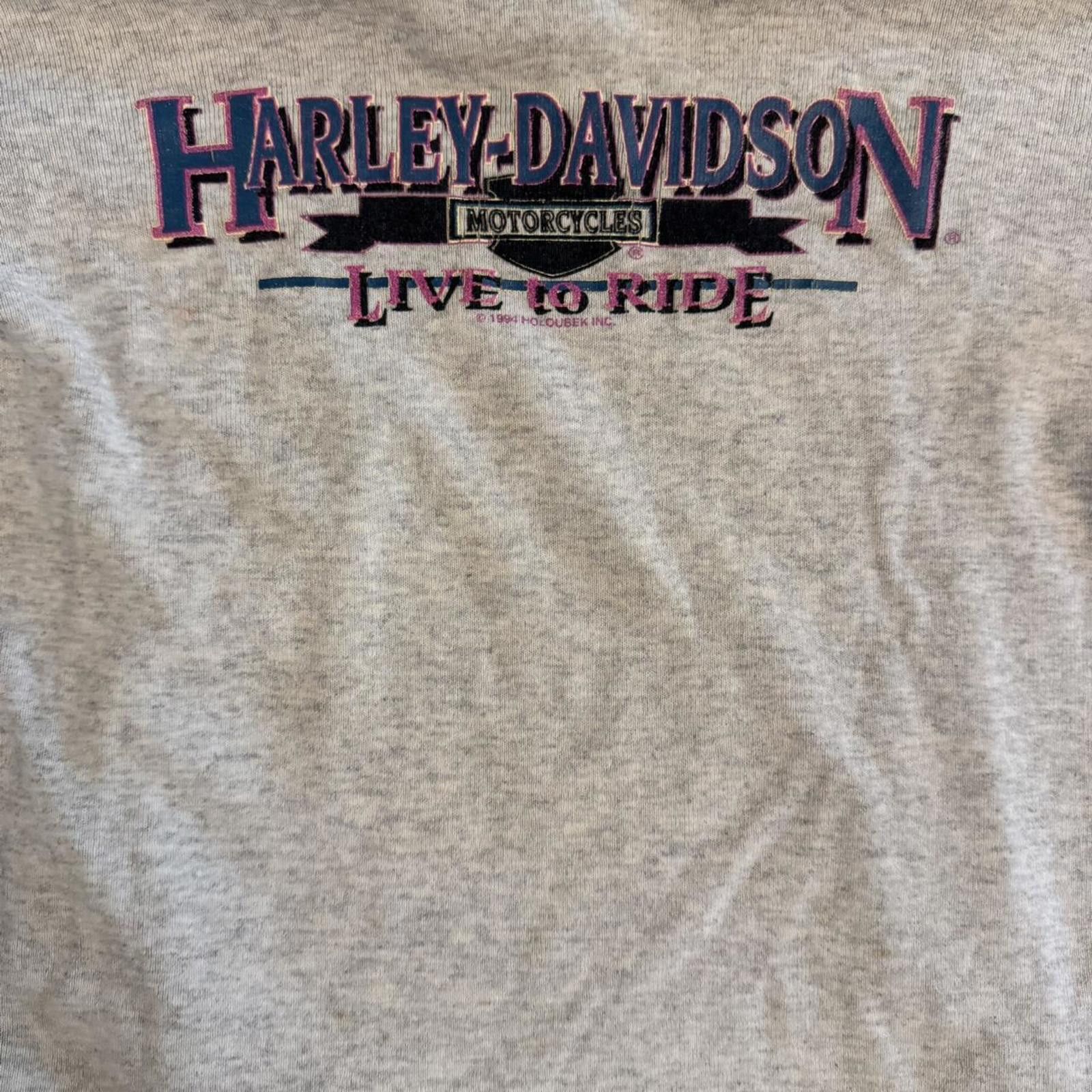 Harley Davidson Vintage 1994 Grey Large Harley Davidson off the shoulder Size L / US 10 / IT 46 - 5 Thumbnail