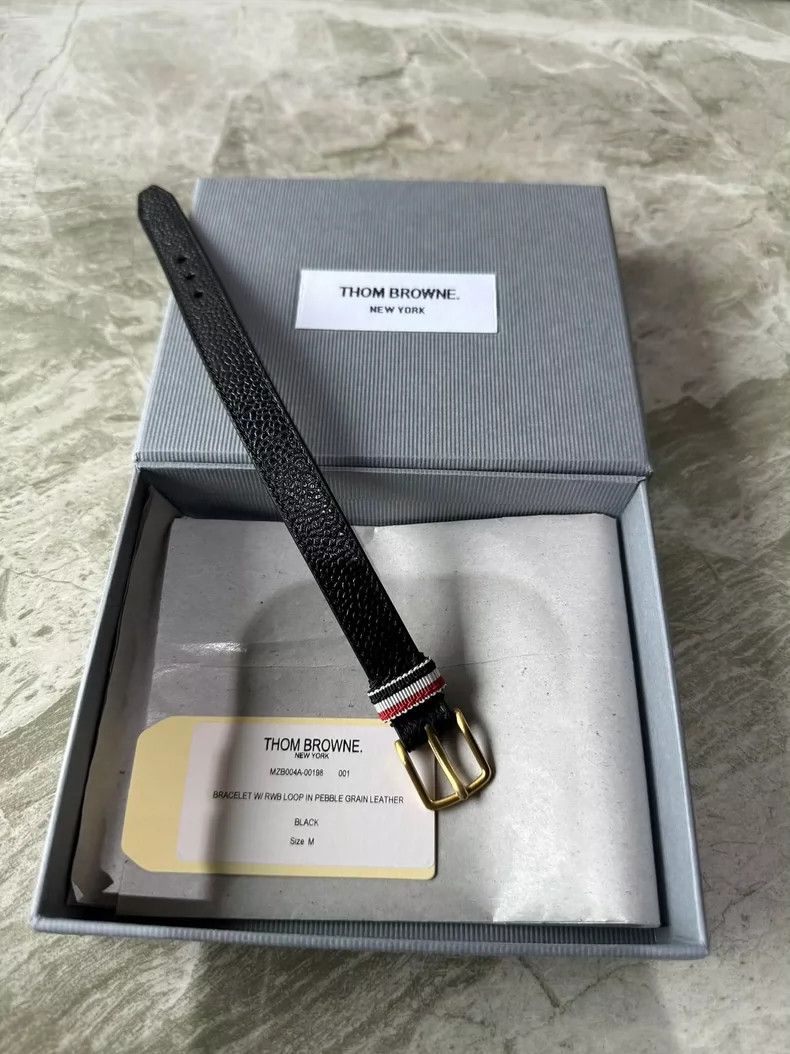 Thom Browne Thom Browne Men's full leather wristbands Size ONE SIZE - 1 Thumbnail