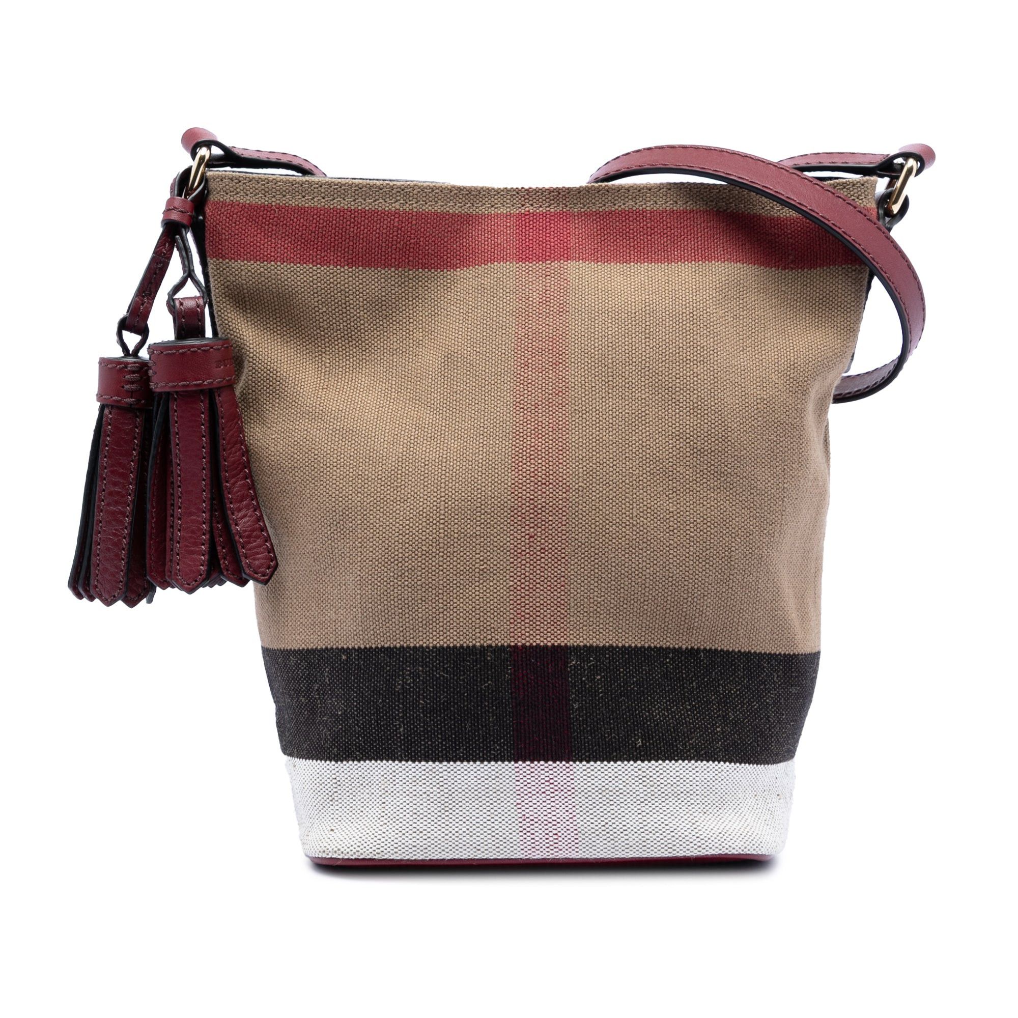 Burberry Mini Mega Check Canvas Ashby Tassel Bucket Bag Size ONE SIZE - 1 Thumbnail
