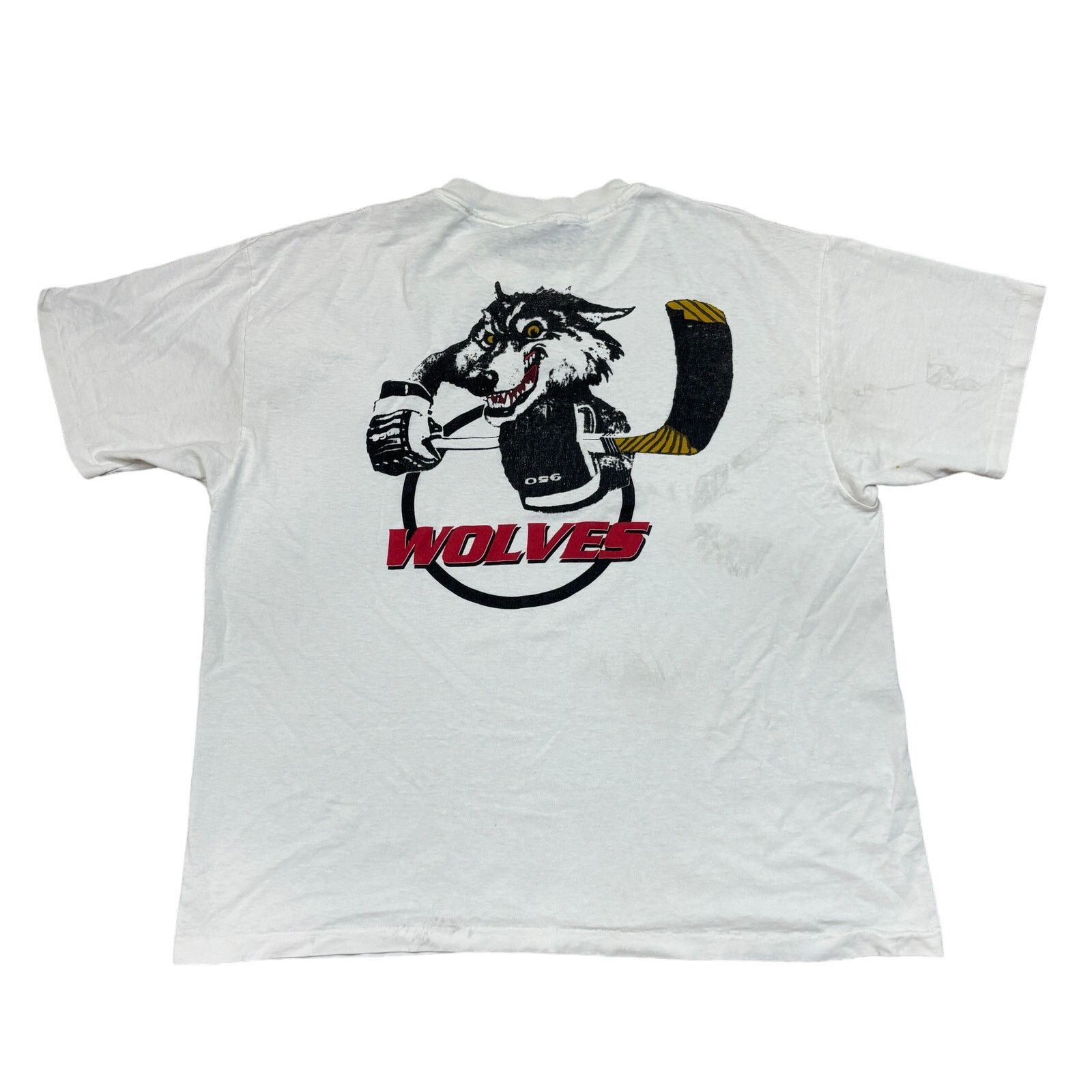 Hanes × Vintage VTG 90s Chicago Wolves SAG Hockey Single Stitch Shirt XL Size US XL / EU 56 / 4 - 1 Thumbnail