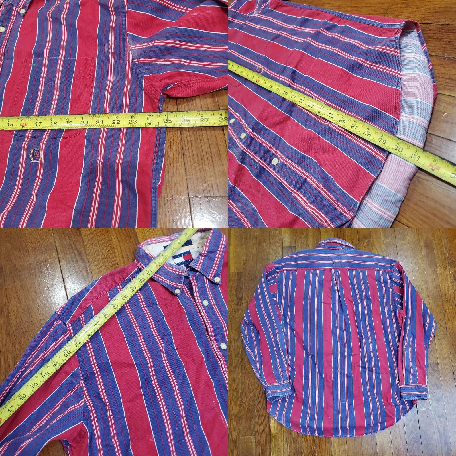 Tommy Hilfiger VINTAGE Tommy Hilfiger Shirt Mens L Red Corduroy Stripe Button-Down Size US L / EU 52-54 / 3 - 8 Thumbnail