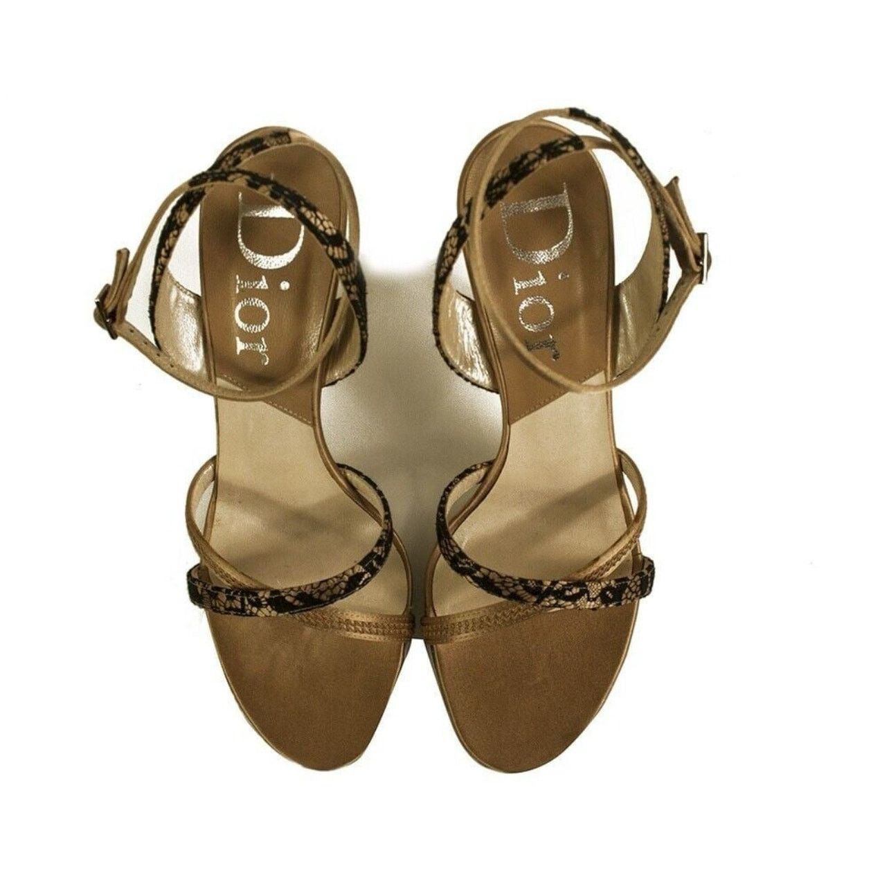 Dior Christian Dior Beige Satin & Black Lace Slingback - Size 37 Size US 7 / IT 37 - 6 Thumbnail