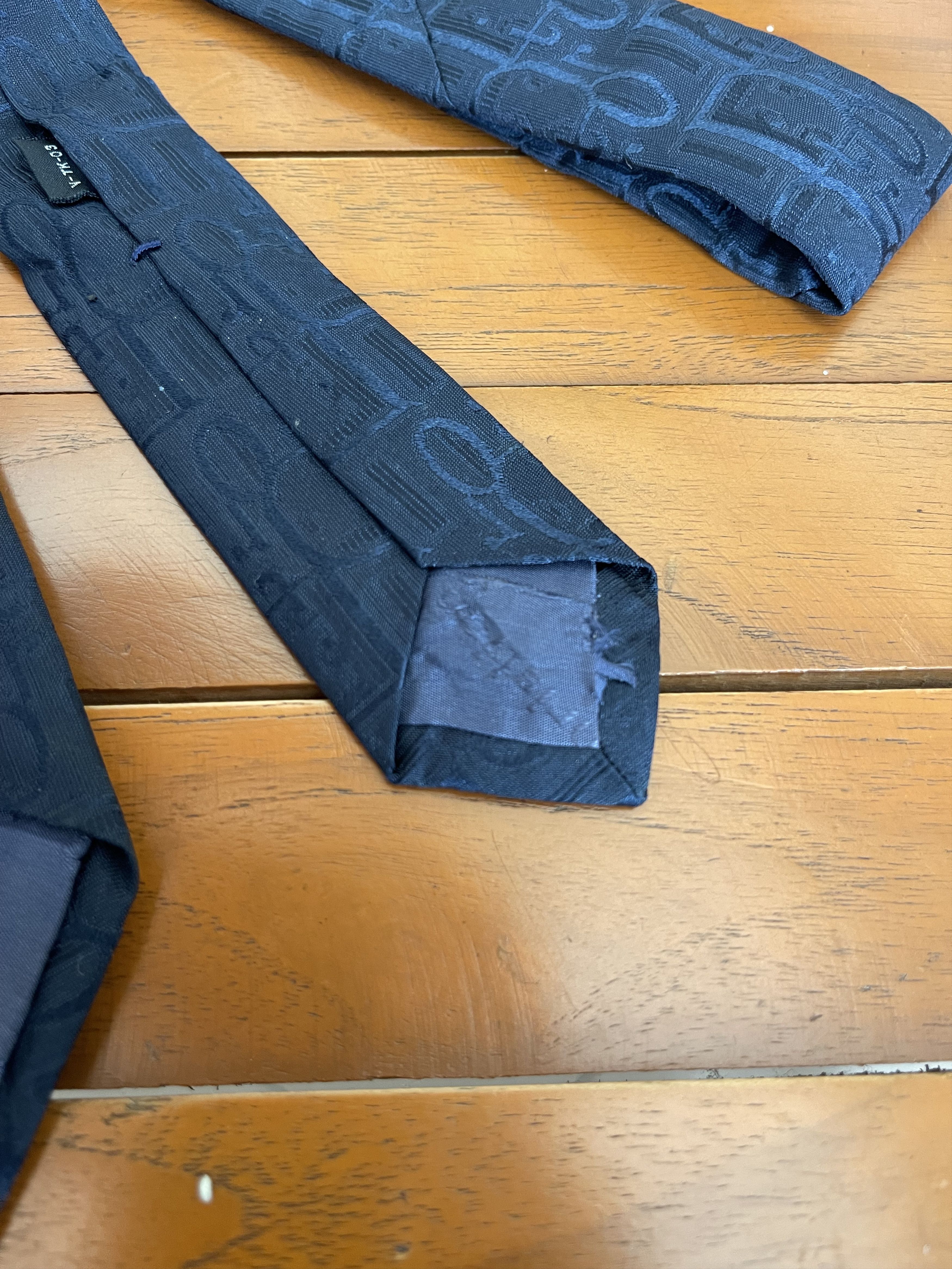 Christian Dior Monsieur × Dior Vintage Christian Dior Oblique Blue Navy Neckties Size ONE SIZE - 6 Thumbnail
