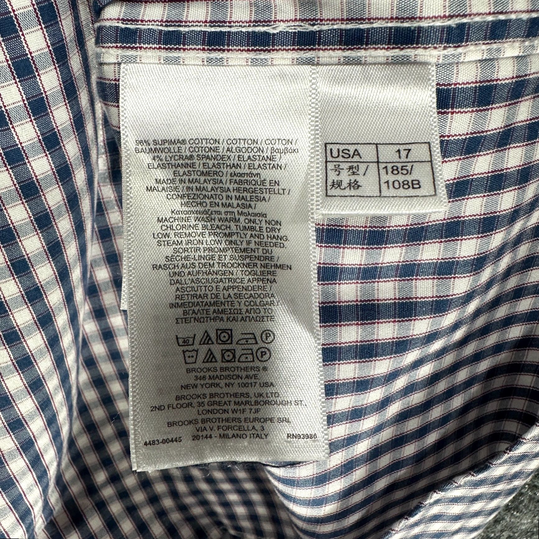 Brooks Brothers Brooks Brothers Shirt Mens 17 Madison Button Up Non Iron Blue Cotton Stretch Size US XL / EU 56 / 4 - 6 Thumbnail