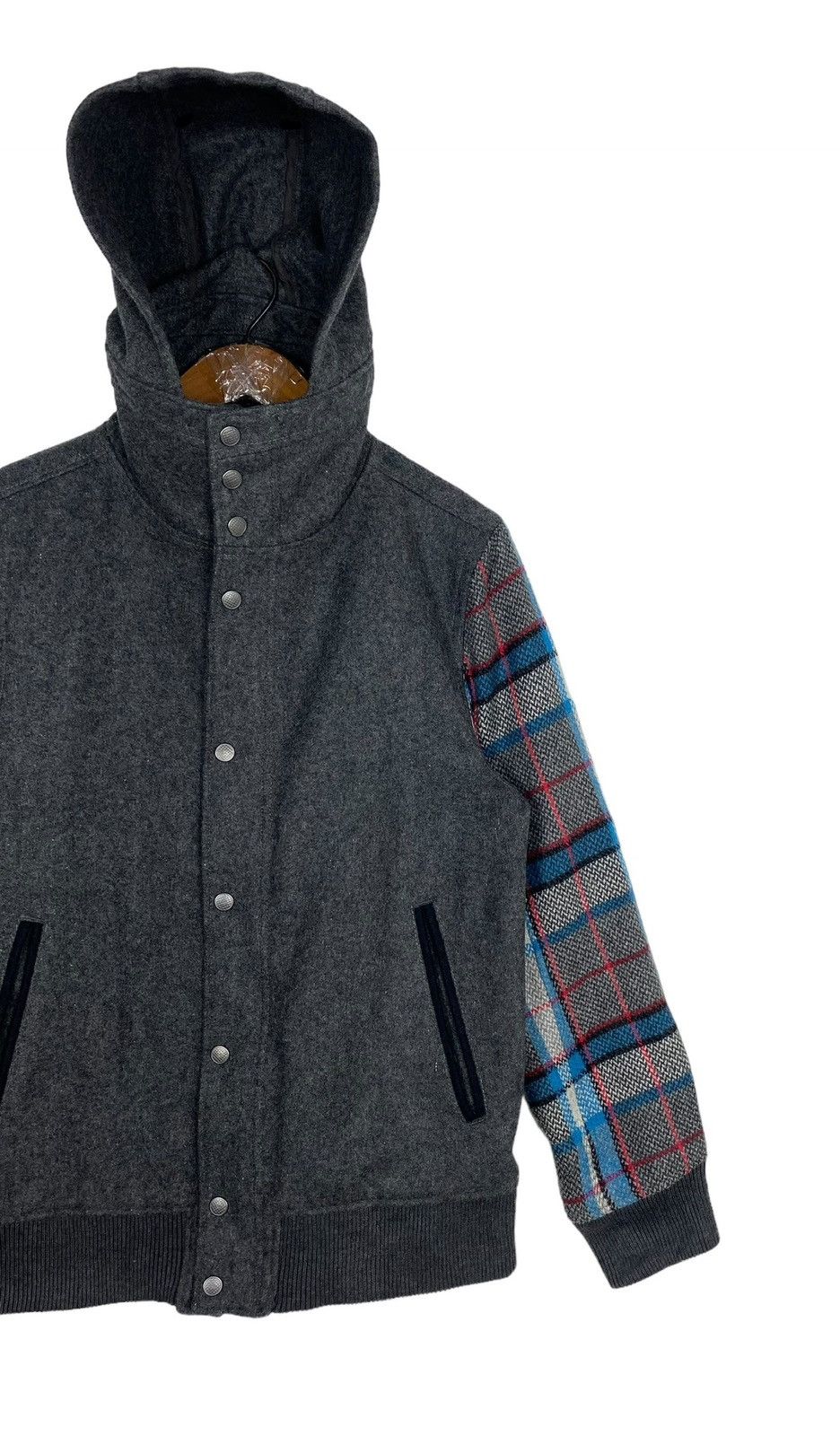Japanese Brand Four Seasons Garage by in bloom Check Sleeve Wool Outwear Size US S / EU 44-46 / 1 - 3 Thumbnail