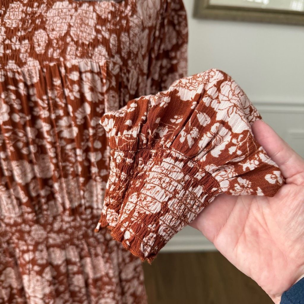 Other NWT Knox Rose Cave Long Sleeve Smocked Peasant Dress Rust Br Size XXL / US 16-18 / IT 52-54 - 7 Thumbnail