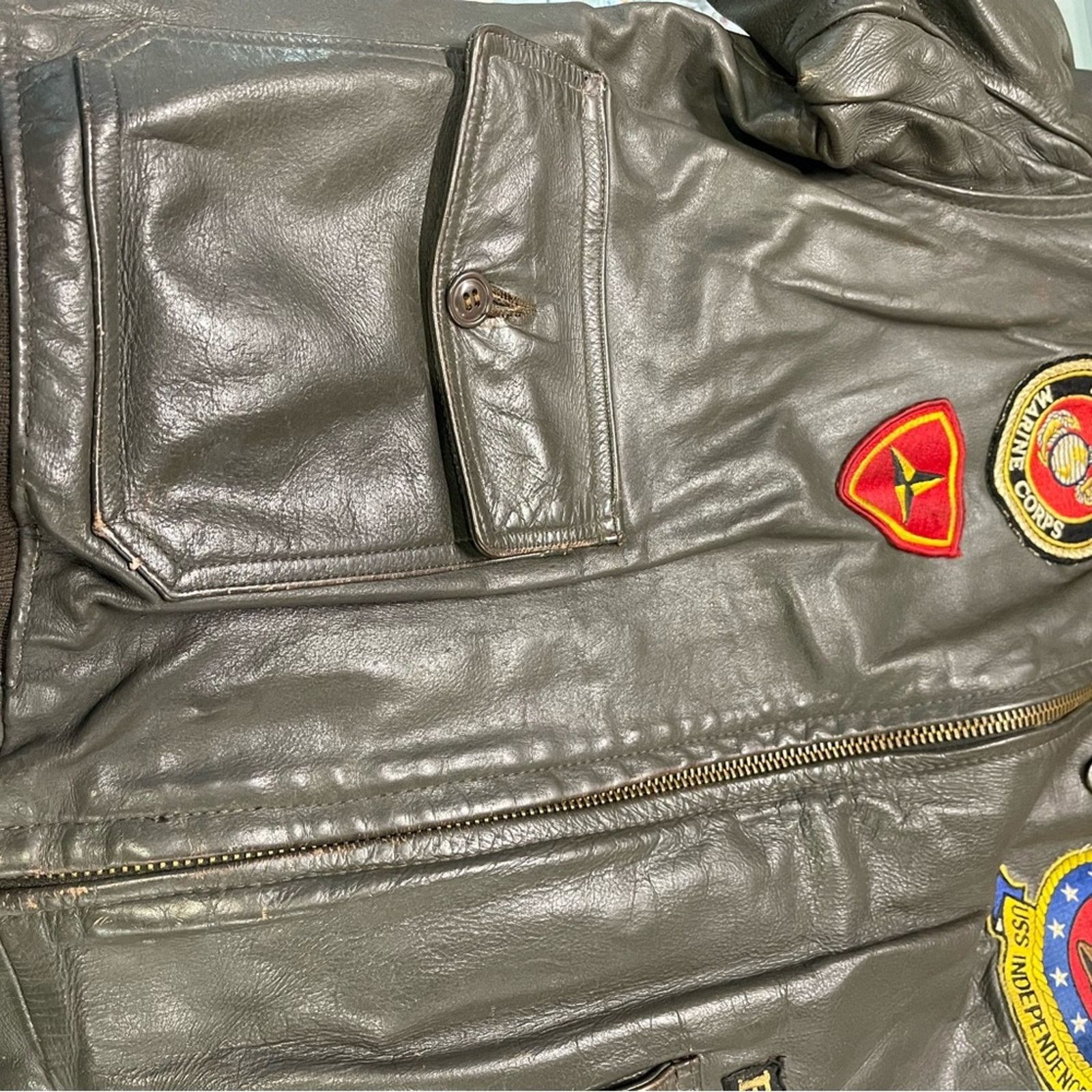 Vintage Vtg WW2 Marine Corp Cockpit Top Gun G-1 Leather Jacket Size US L / EU 52-54 / 3 - 8 Thumbnail