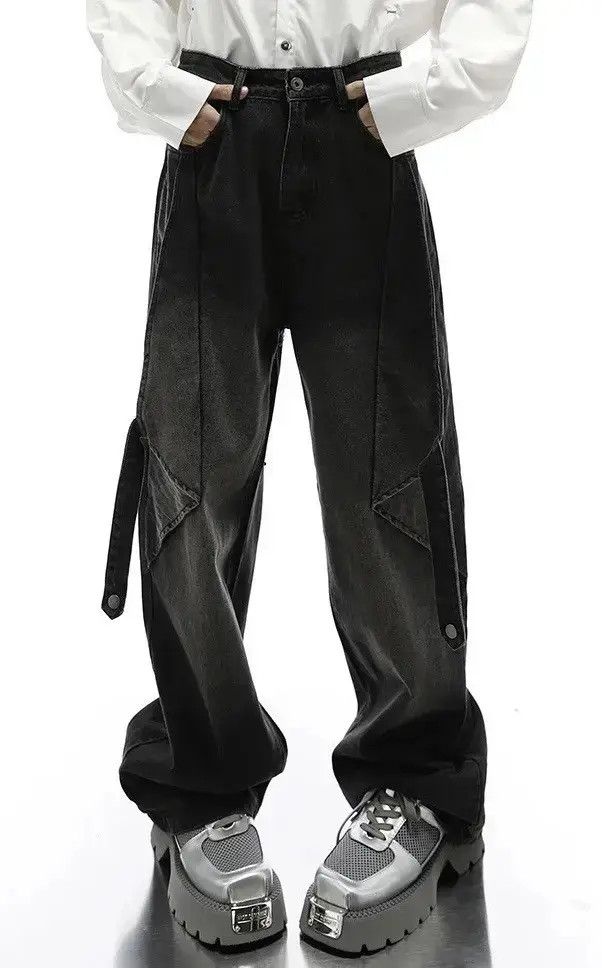 Japanese Brand Unsex Vintage Washed Black Decosntruction Denim Size US 32 / EU 48 - 6 Thumbnail