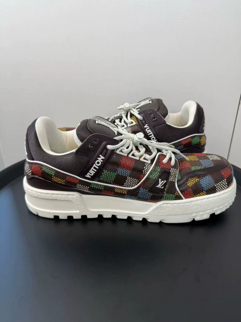 Louis Vuitton Louis Vuitton Brown Rainbow Checker Fat T-Shirt Sneakers Size US 11 / EU 44 - 2 Thumbnail