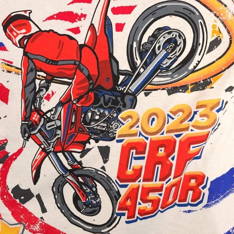 Honda Honda Motocross T Shirt Mens Size Small CRF 450R Supercross Racing All Over AOP Printed Cotton Ivory Shirt Size US S / EU 44-46 / 1 - 7 Thumbnail