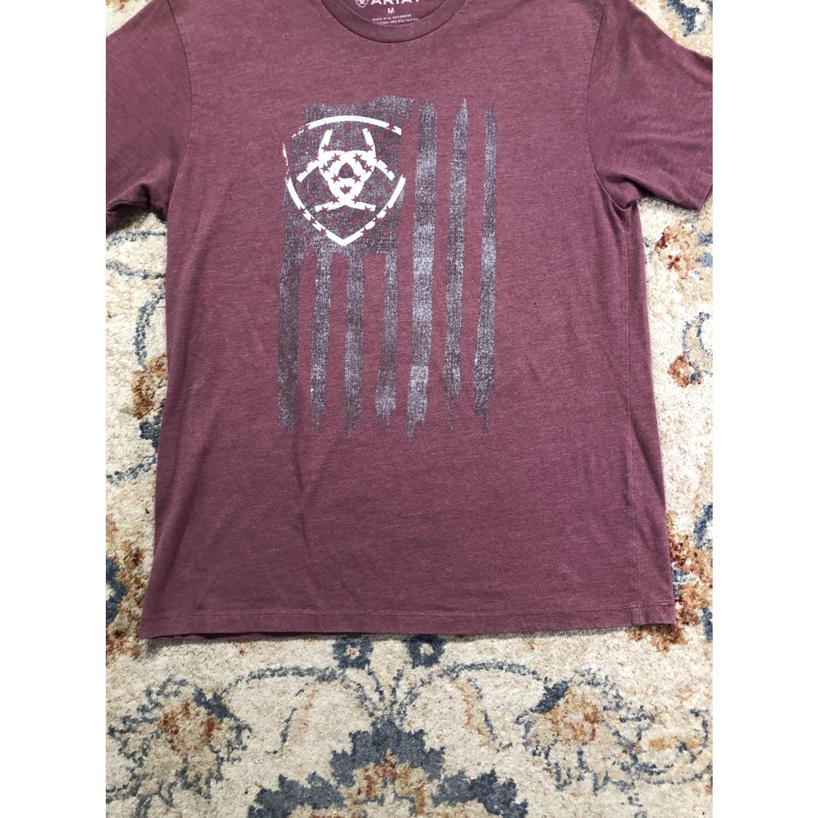 Ariat Ariat Shirt Mens M Red Flag Graphic Tee Patriotic Tagless Short Sleeve Crew Neck Front Shield Logo Print Shirts Mens Spring Summer Fall Boys Mens? Size US M / EU 48-50 / 2 - 5 Thumbnail