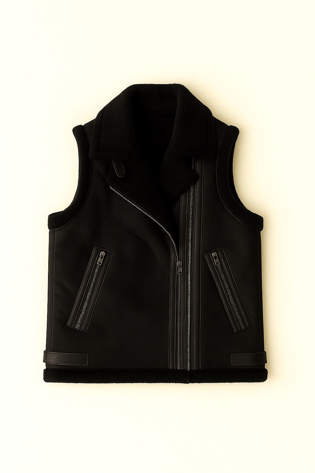 Other Noir Faux Shearling Vest Black Biker-Style Sleeveless Jacket Size ONE SIZE - 2 Thumbnail