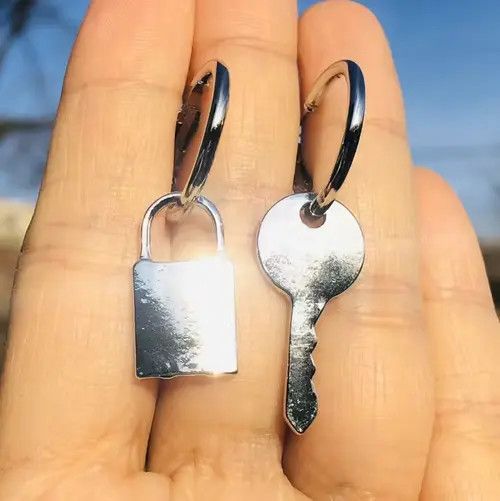 Grunt Style Super Sick Padlock and Key Hoops Earrings Size ONE SIZE - 1 Thumbnail