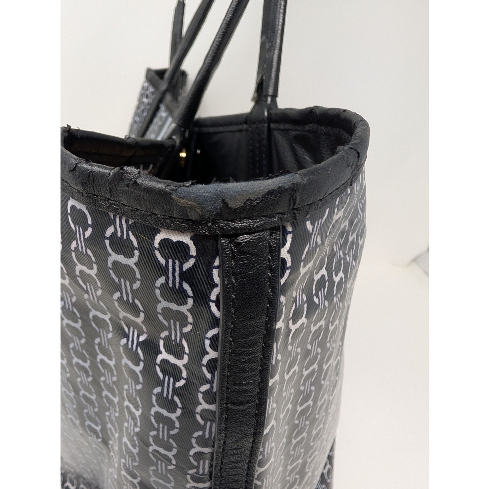 Tory Burch Tory Burch Gemini Link Tote Black Logo Print Coated Canvas Size ONE SIZE - 10 Thumbnail