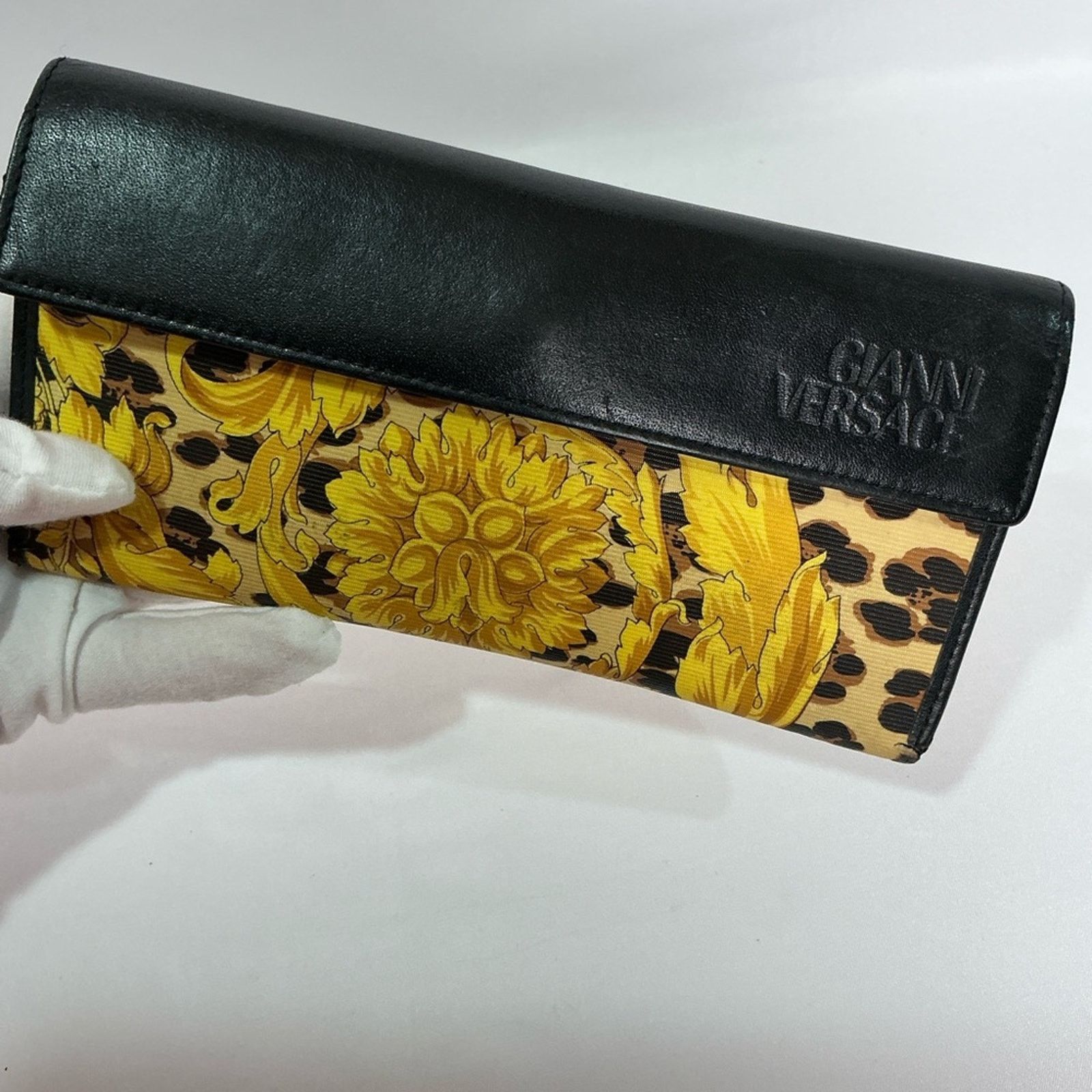 Versace Vintage Versace Baroque Leather Leopard Unisex Long Wallet Size ONE SIZE - 13 Thumbnail