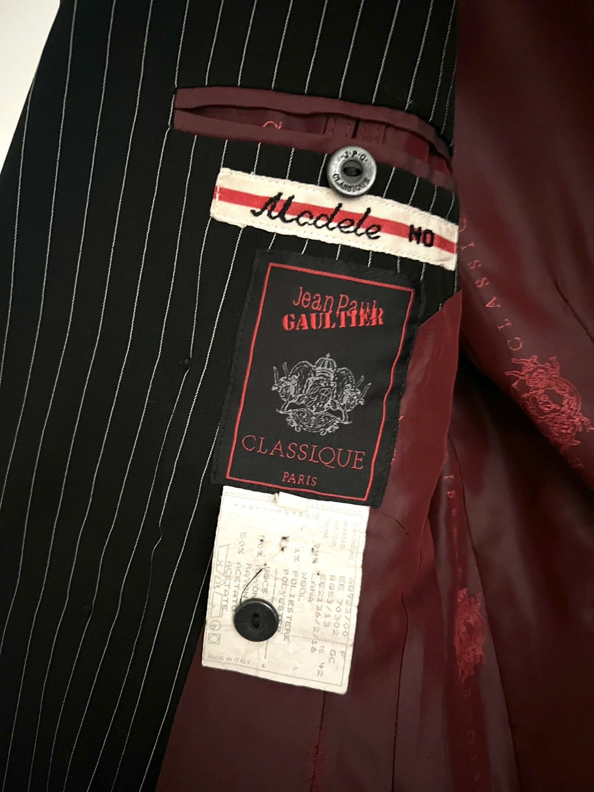Jean Paul Gaultier Jean Paul Gaultier Classique Paris Pinstripe Blazer, 1990s Size S / US 4 / IT 40 - 14 Thumbnail