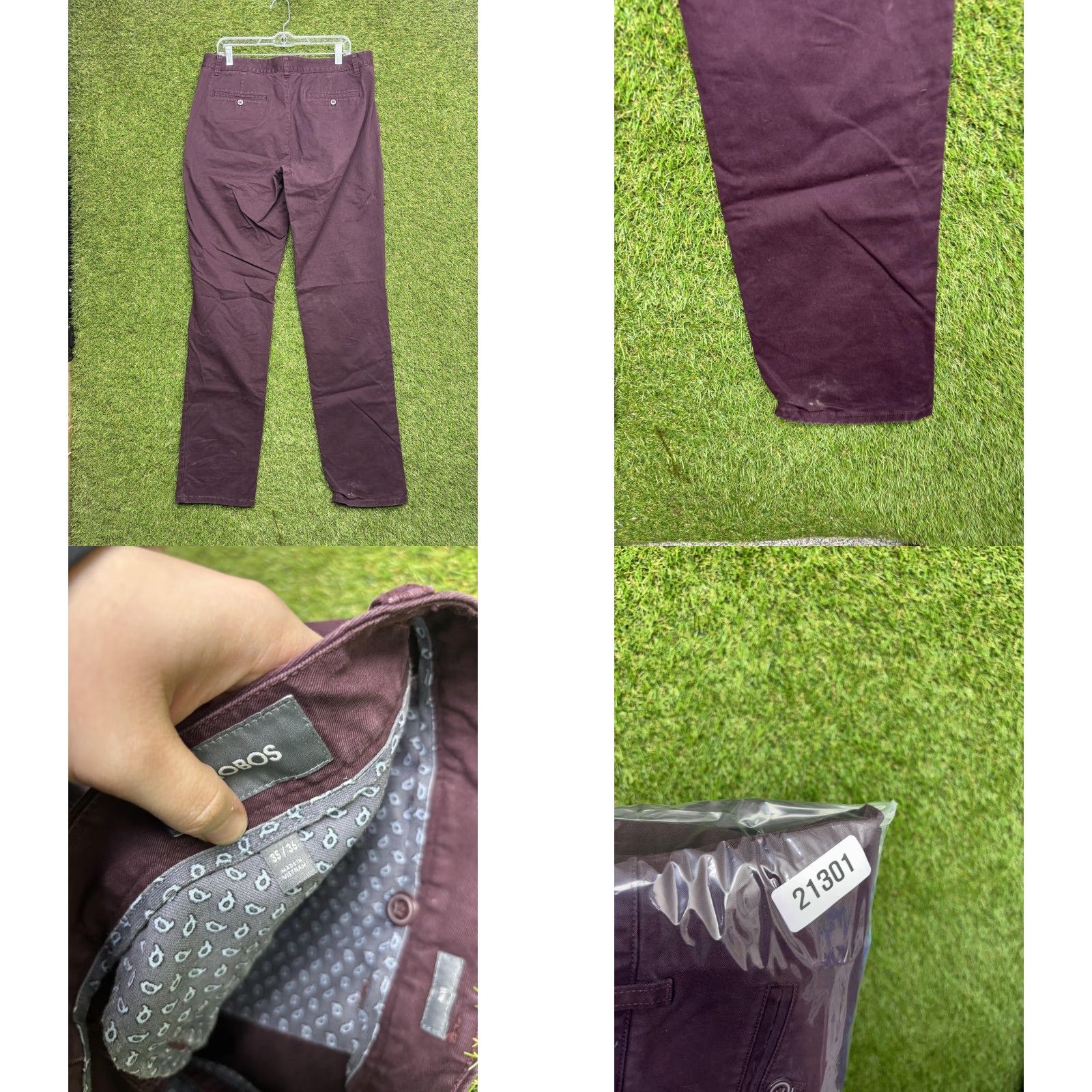 Bonobos Bonobos Chino Pants Mens Slim Purple 37x34 Flat Front Tapered Leg Casual Pockets Zip Button Front Front Type Size US 35 - 8 Thumbnail