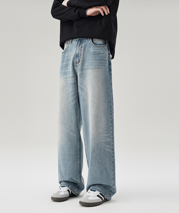 Japanese Brand × Jean Light blue washed vintage straight loose wide-leg jeans Size US 32 / EU 48 - 3 Thumbnail