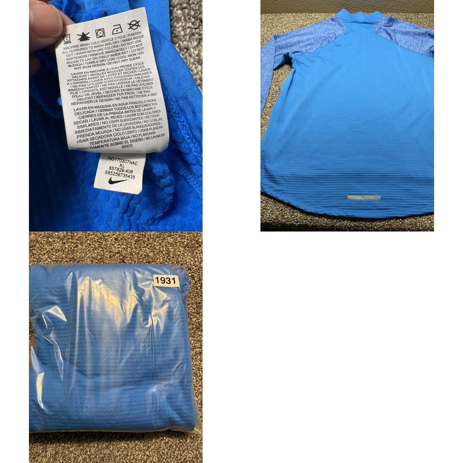 Nike Nike Therma Element Sphere Jacket 1/2 Zip Mens XL Blue Dri Fit Running 857829 Size US XL / EU 56 / 4 - 9 Thumbnail