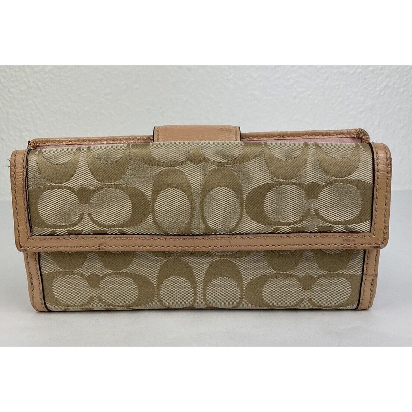 Coach Coach Turnlock Signature C Wallet Tan Pink Patent Leather Size ONE SIZE - 2 Thumbnail