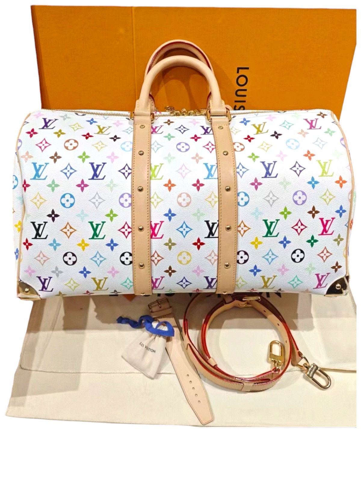 Louis Vuitton × Takashi Murakami Louis Vuitton x Takashi Murakami 50 Keepall White Monogram Size ONE SIZE - 2 Thumbnail