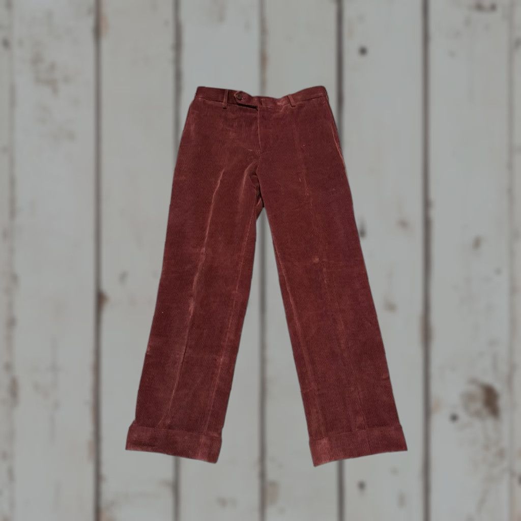 Isaia ISAIA Napoli Corduroy Pants Flat Front Dress Trouser Italy 48 9R (US 32) Red Slim 5-Pocket Design Dress Pants Men Size US 32 / EU 48 - 1 Thumbnail