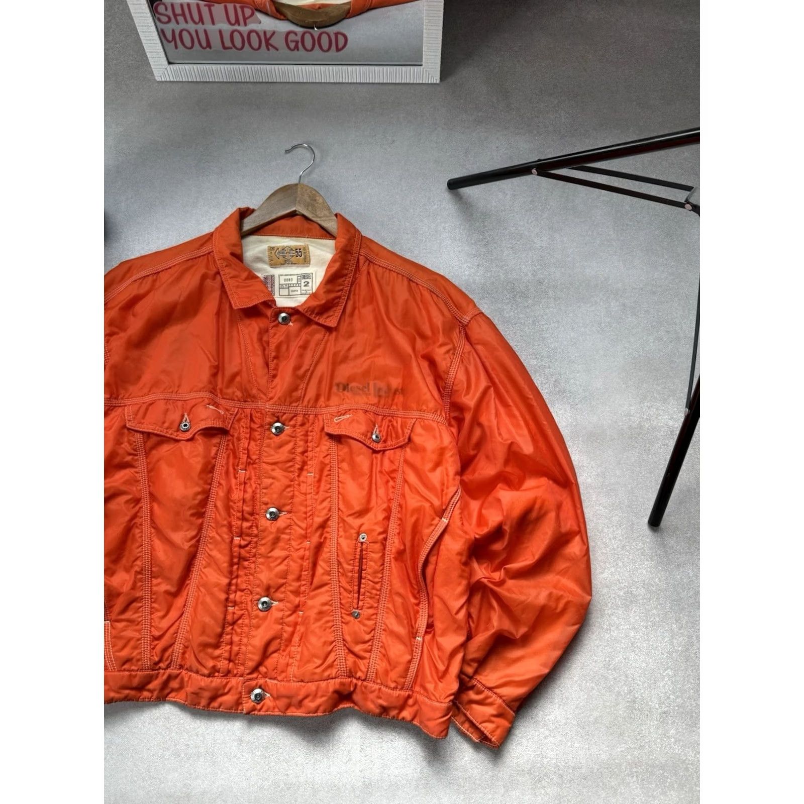 Diesel VINTAGE Diesel WORK WEAR Bomber Jacket Polyamide Orange XL Men’s Jacket, 90s, Zipper Button Snap, Logo, Canvas, Lightweight, Pockets, Diesel USA, Y2K Size US XL / EU 56 / 4 - 3 Thumbnail