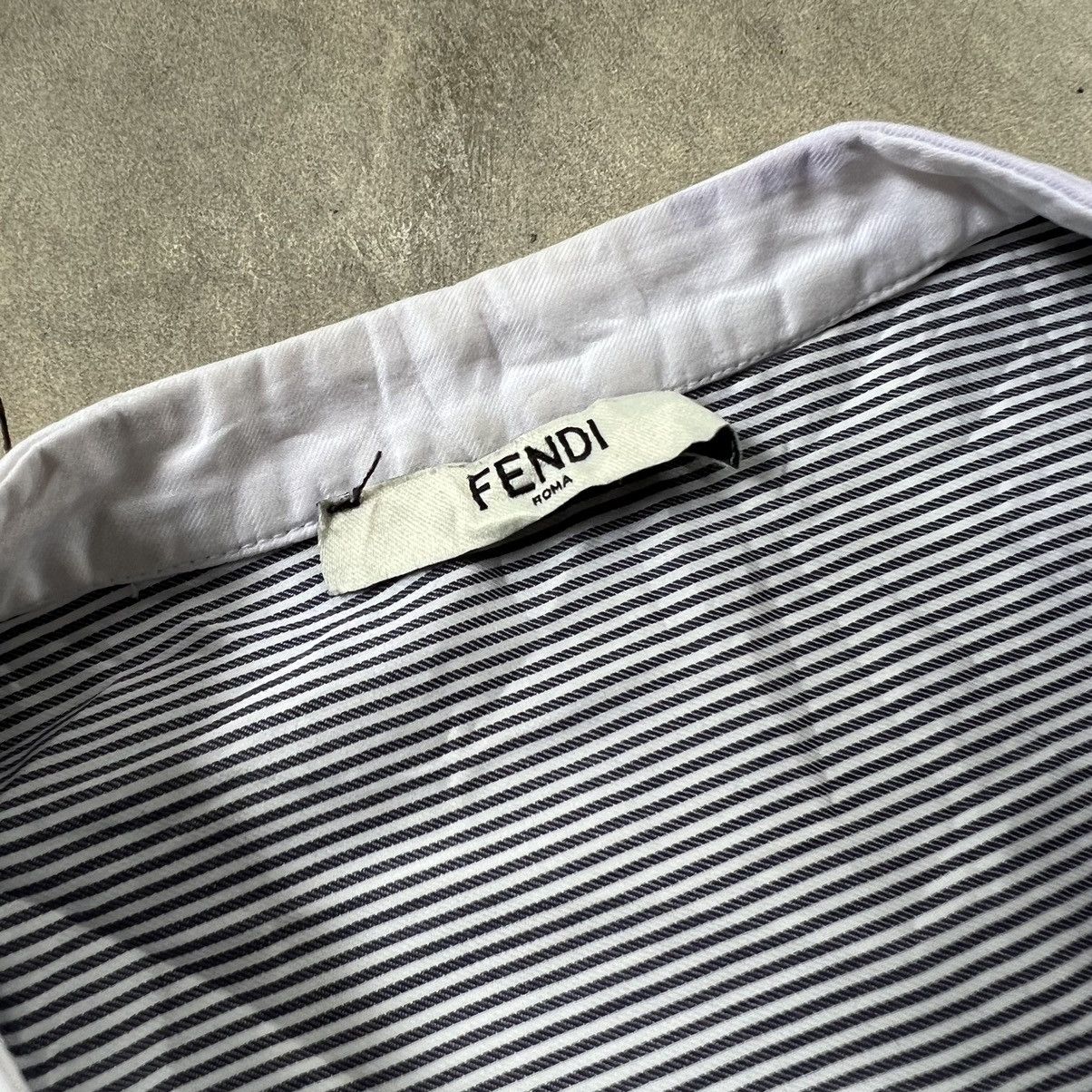 Fendi Fendi Neckless Stripe Button Up Longsleeve Shirt Size S / US 4 / IT 40 - 3 Thumbnail