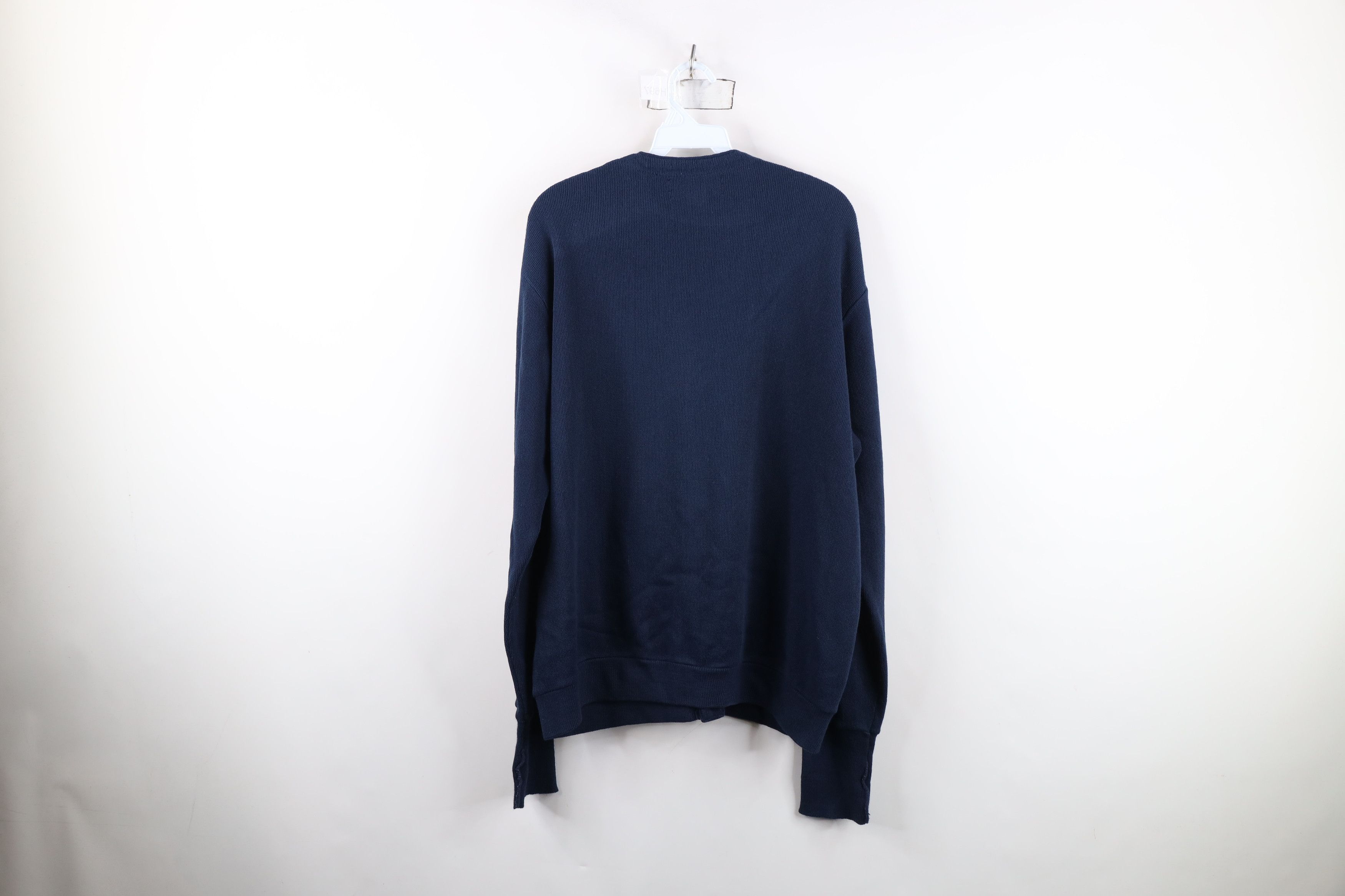 Vintage Vintage 90s Streetwear Blank Knit Cardigan Sweater Blue USA Size US XL / EU 56 / 4 - 10 Thumbnail