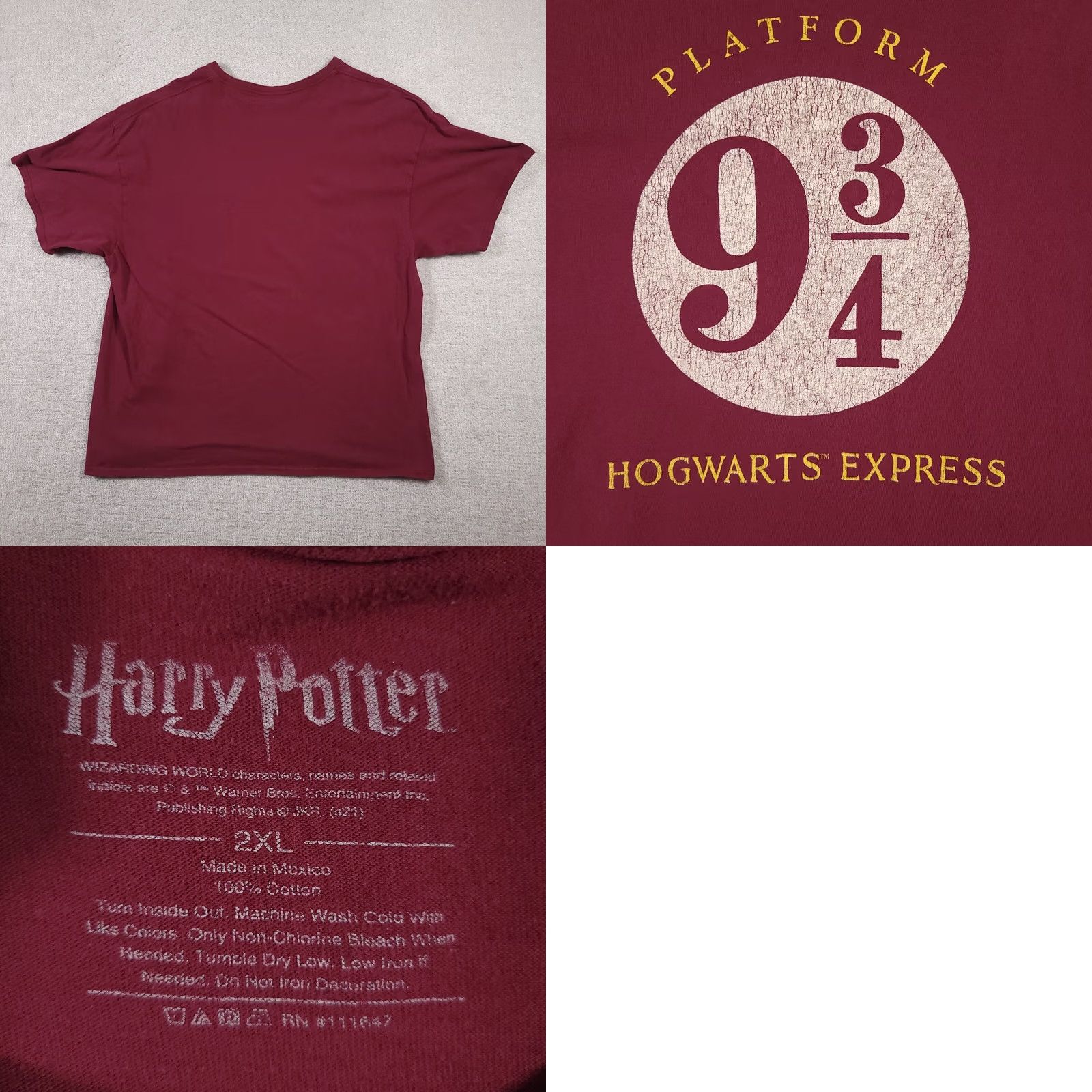 Vintage Harry Potter Hogwarts Express Platform 9 3/4 T shirt Mens 2XL Red Marroon Size US XXL / EU 58 / 5 - 8 Thumbnail