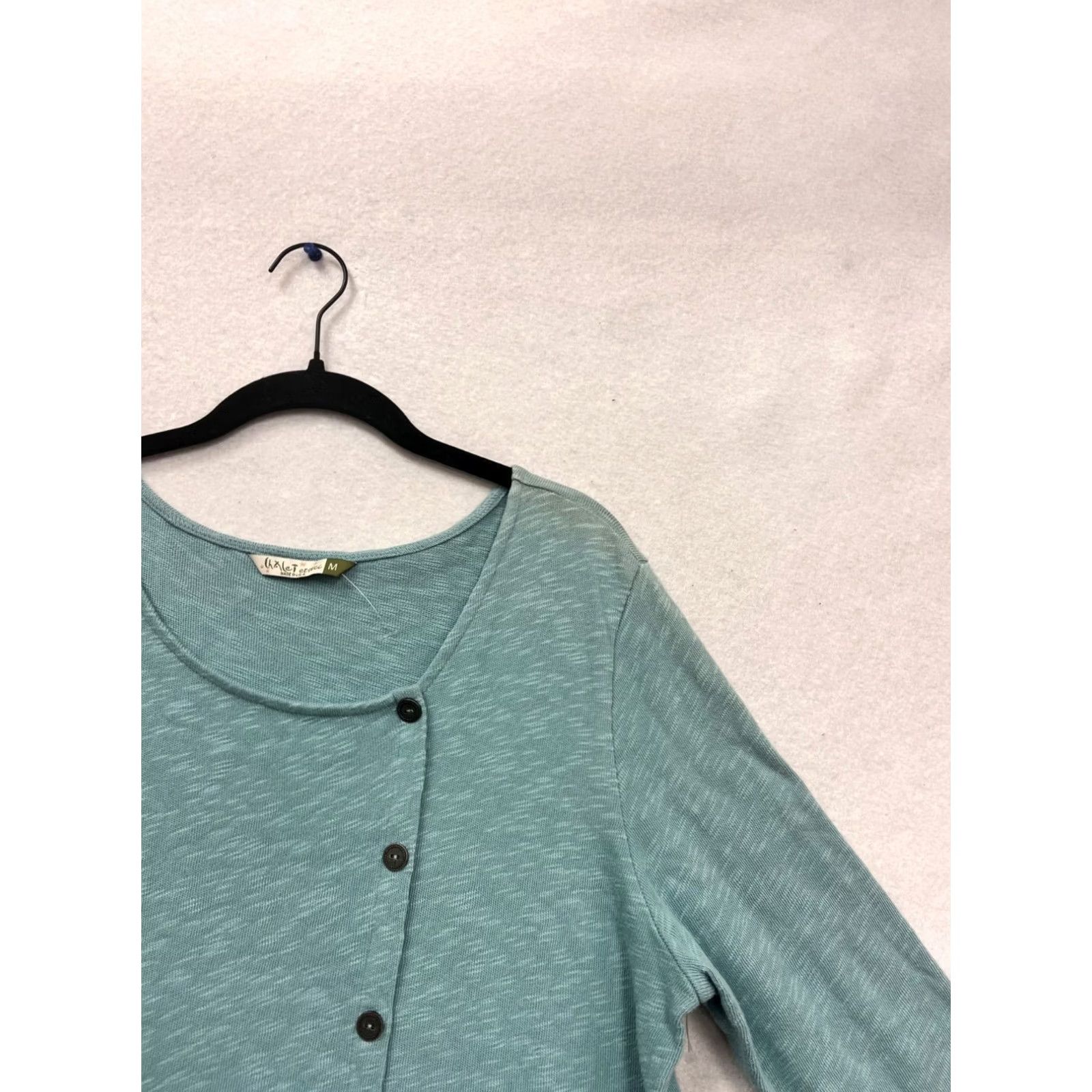Vintage Chalet Blouse Asymmetrical Button Top Womens M USA Teal Size M / US 6-8 / IT 42-44 - 5 Thumbnail