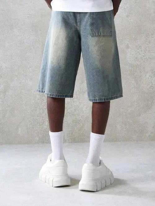 Jean Washed Y2k Shorts Jorts Drawstring Denim Size US 32 / EU 48 - 2 Thumbnail