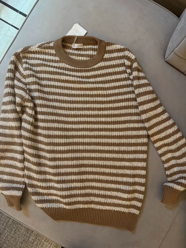 Brunello Cucinelli Sequin Stripe Sweater