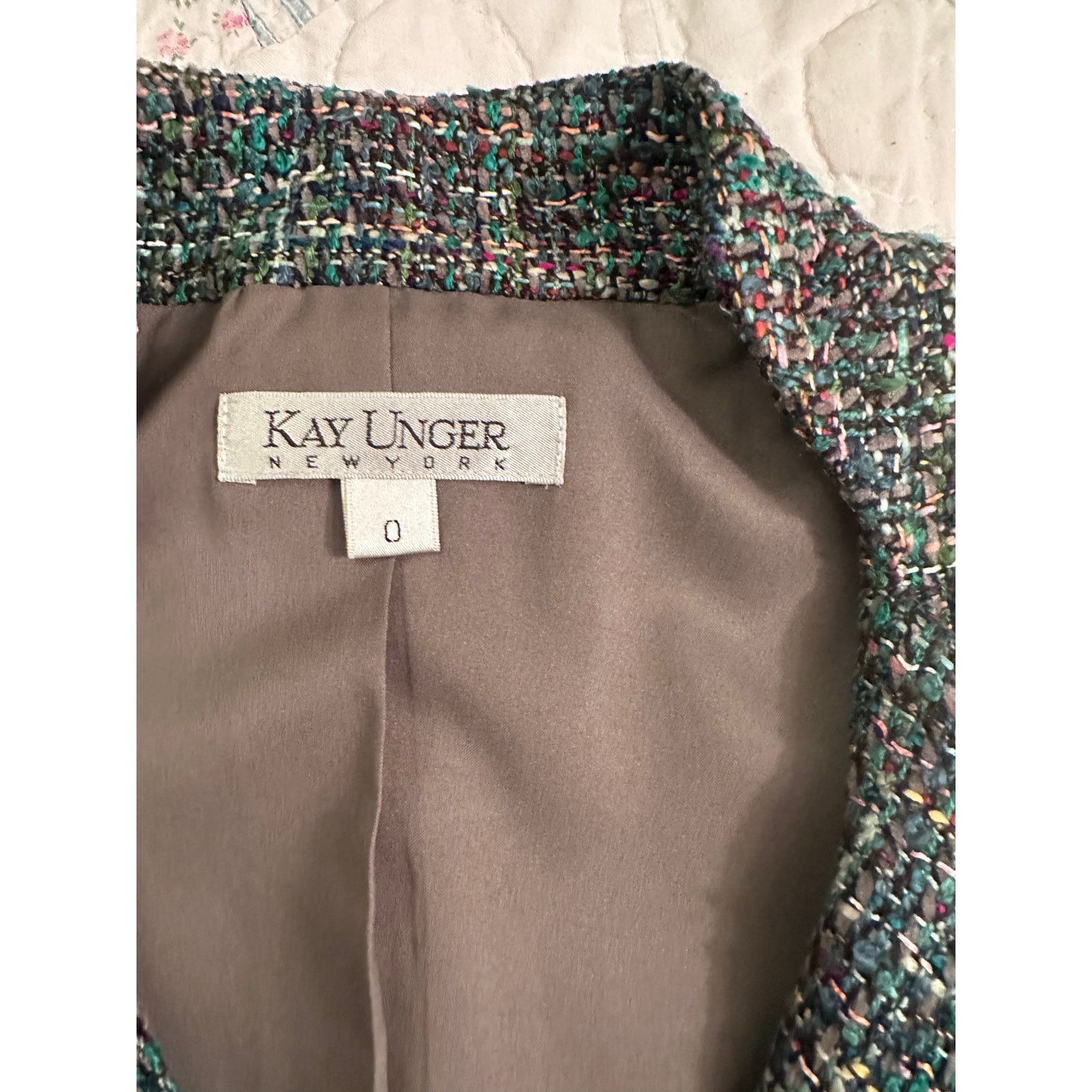 Other NWT KAY UNGER LIGHTWEIGHT TWEED PEPLUM FITTED BLAZER 0 Size XS / US 0-2 / IT 36-38 - 6 Thumbnail